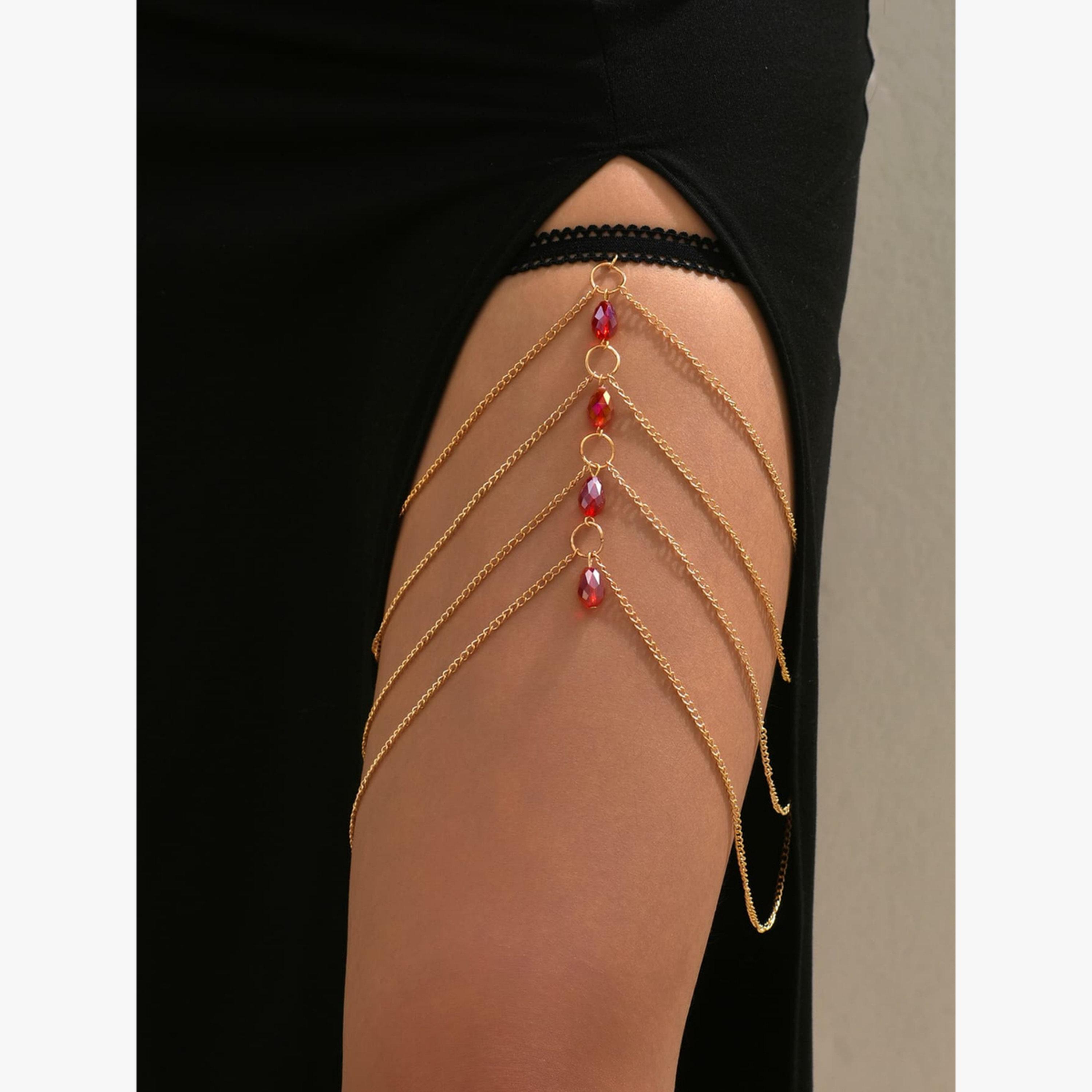 Take Two Layered Thigh Chain with Rhinestone Pendants-women-clothing-lingerie-lingerieaccessories-image-4