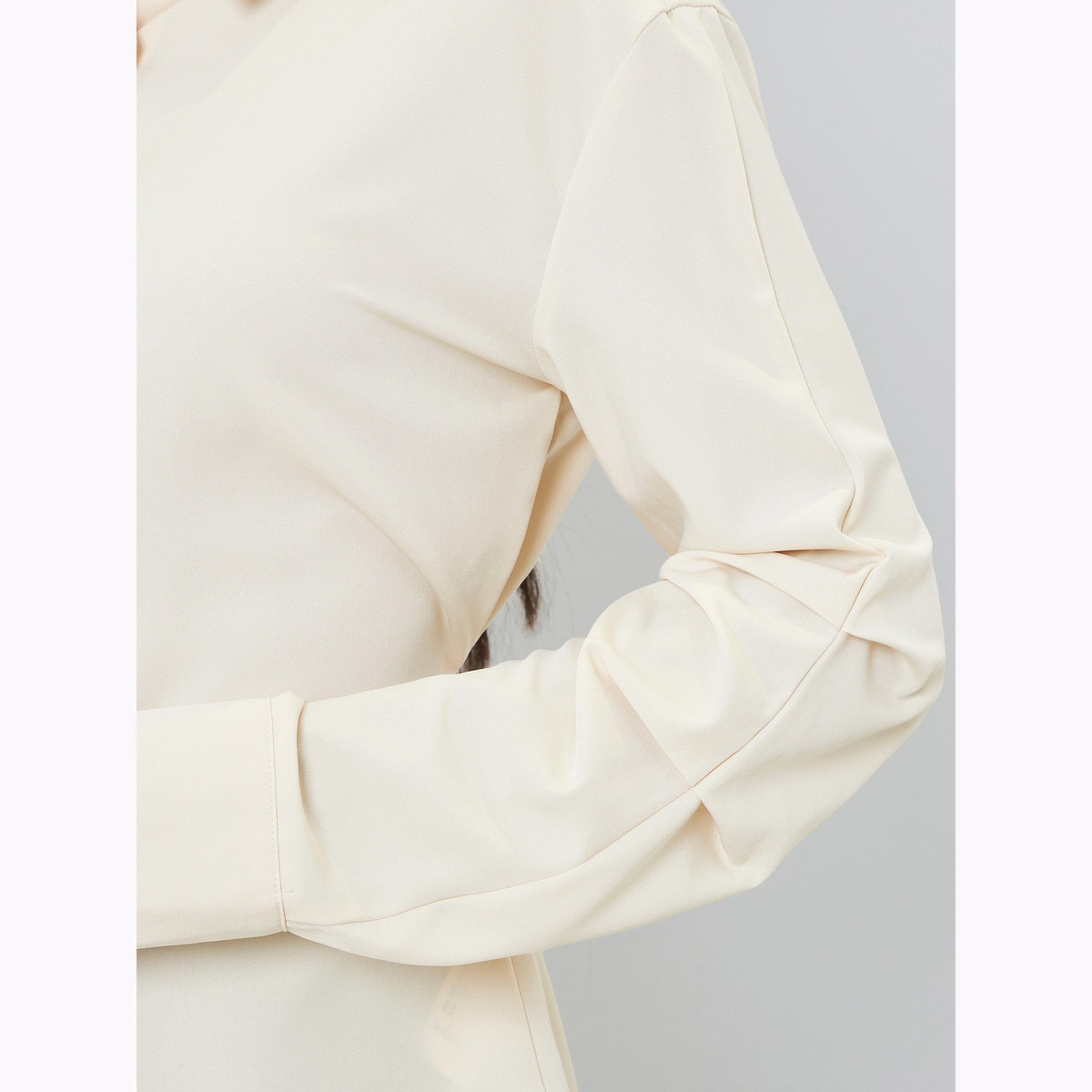 Styli Beige Solid Long Sleeves Oversized Shirt-women-clothing-shirtsandblouses-shirts-image-5