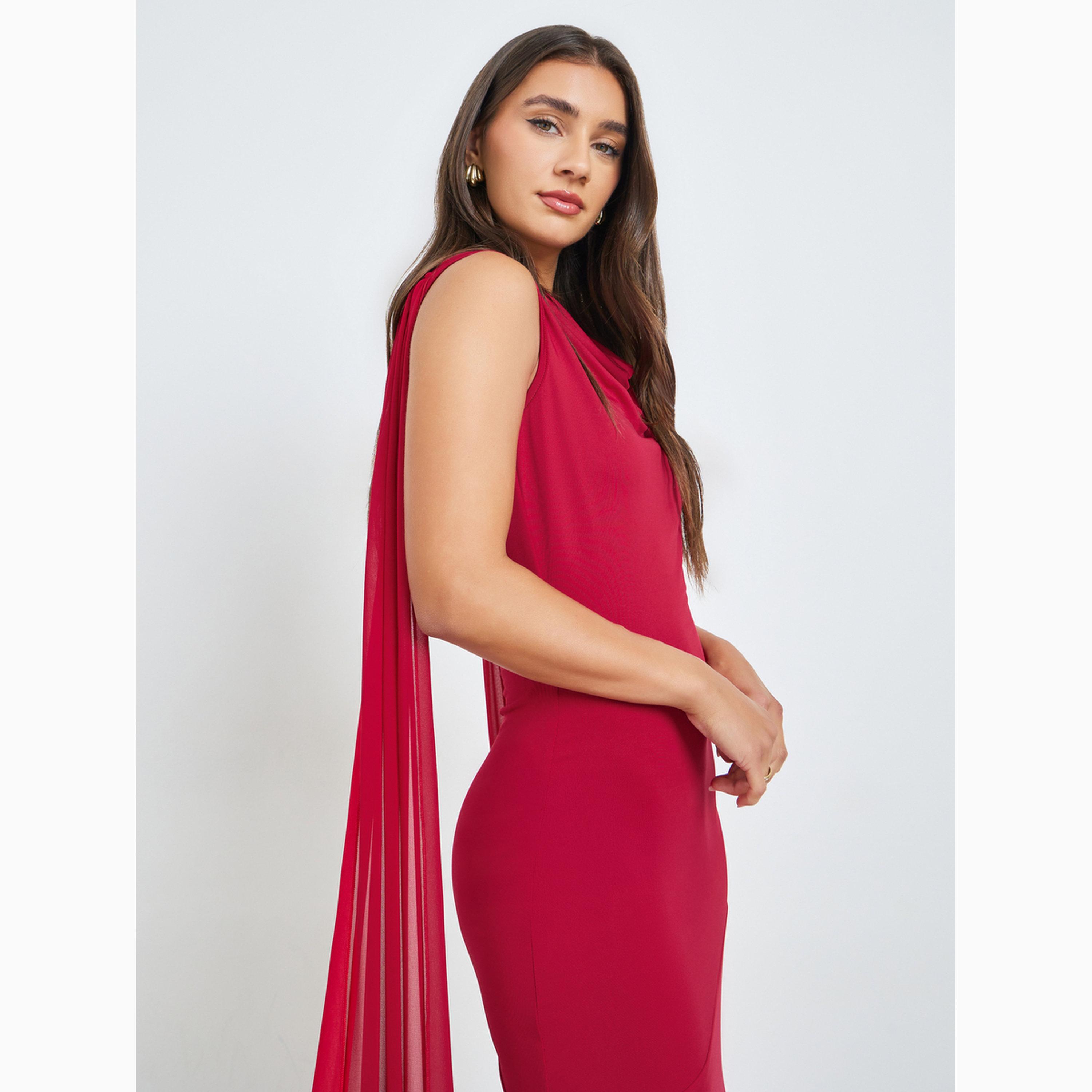 فستان طويل شيفون بتفاصيل درابيه-women-clothing-dresses-image-2