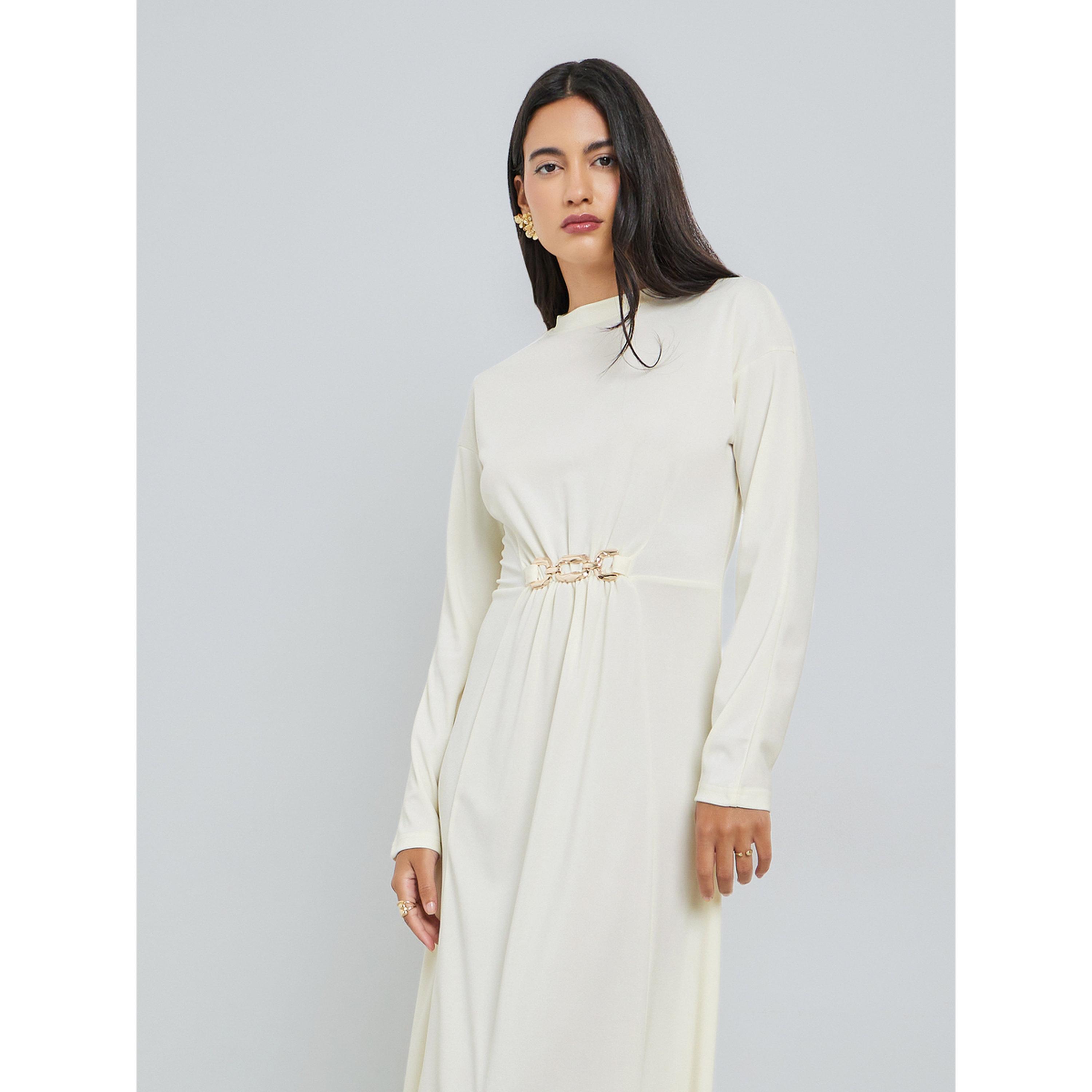 فستان طويل بياقة عالية وتفاصيل سلاسل-women-clothing-dresses-image-2