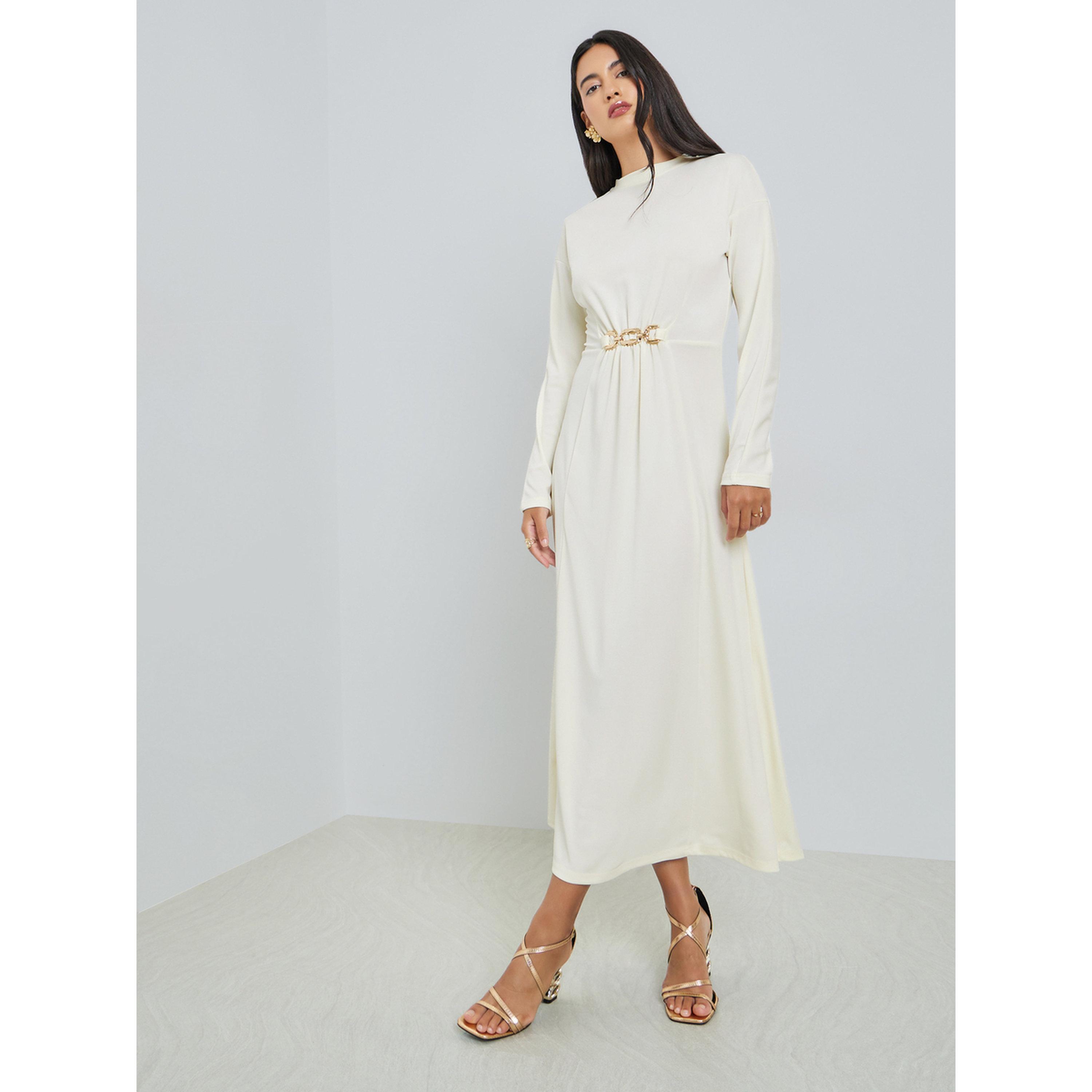 فستان طويل بياقة عالية وتفاصيل سلاسل-women-clothing-dresses-image-3