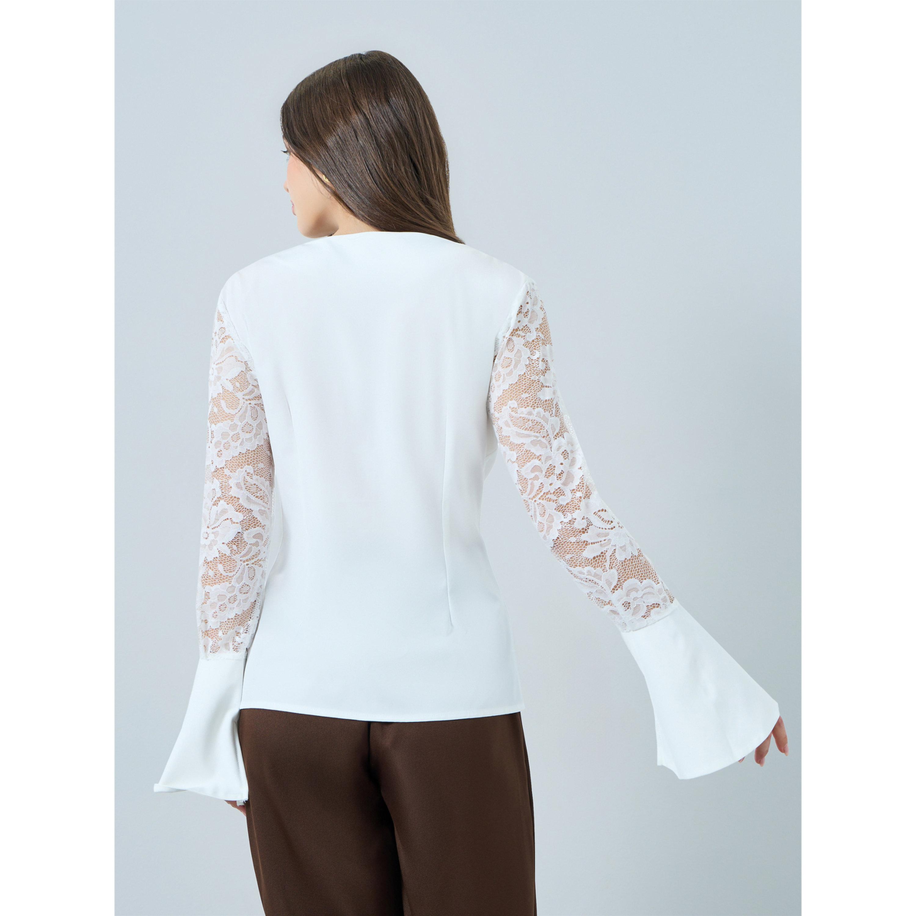 Styli White Lace Bell Sleeve Blouse-women-clothing-shirtsandblouses-blouses-image-4
