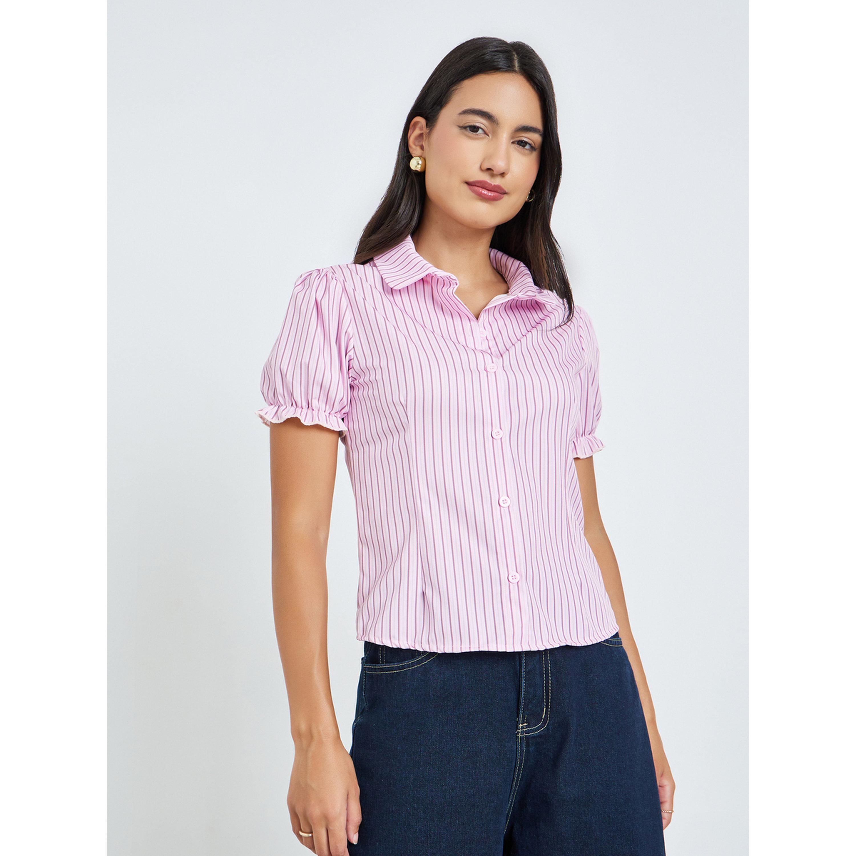 بلوزة مخططة بأكمام منفوخة-women-clothing-shirtsandblouses-shirts-image-1