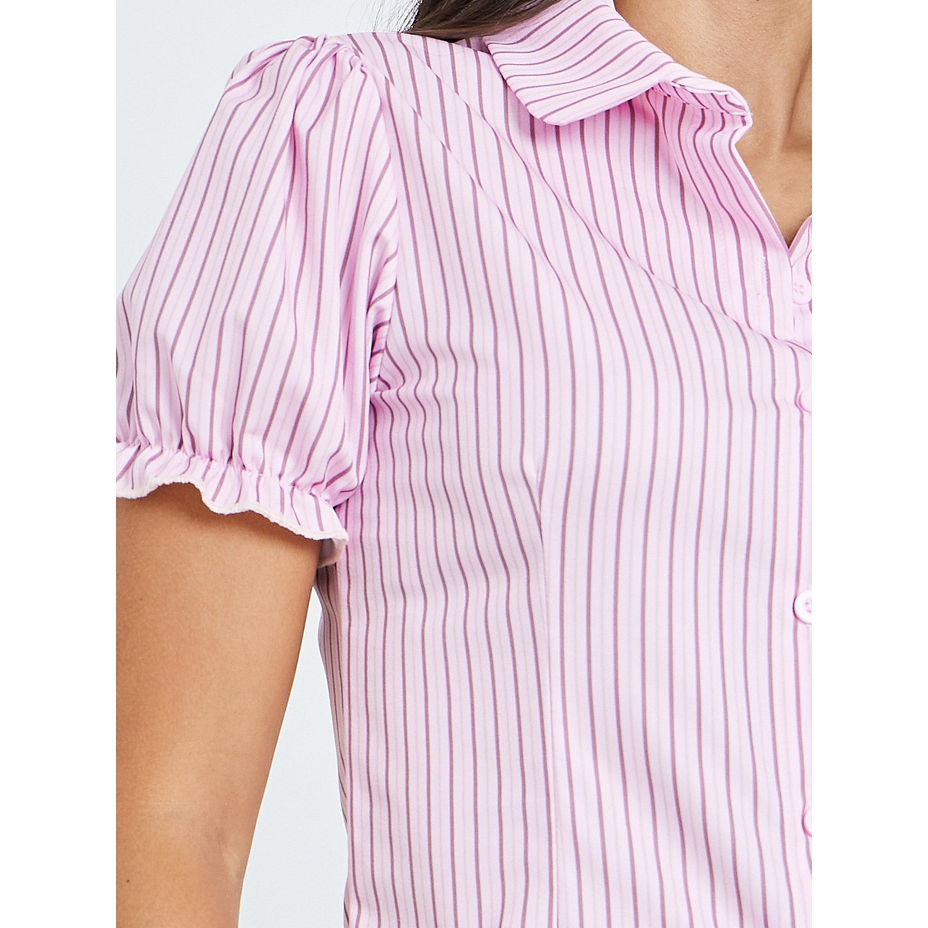 Styli Lilac Striped Puff Sleeves Shirt-women-clothing-shirtsandblouses-shirts-image-5