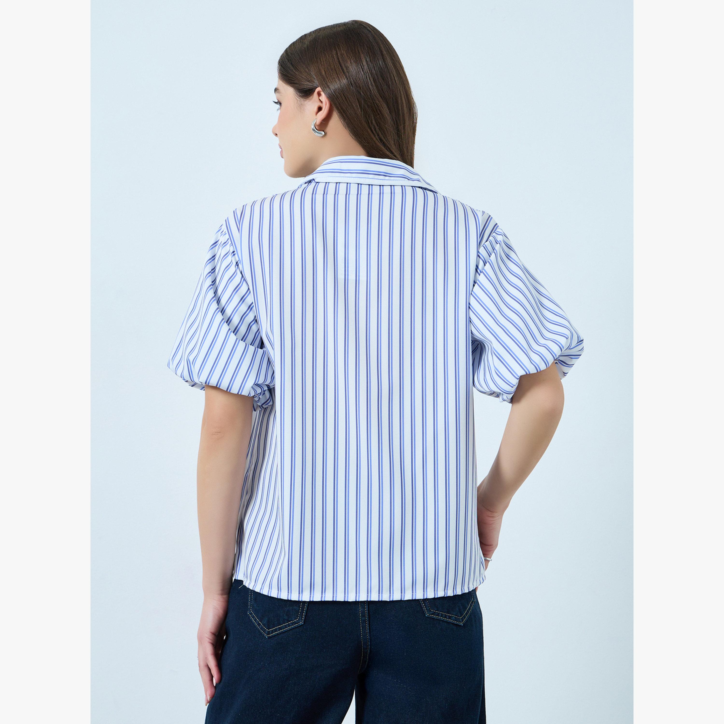 بلوزة مخططة بأكمام منفوخة-women-clothing-shirtsandblouses-shirts-image-4