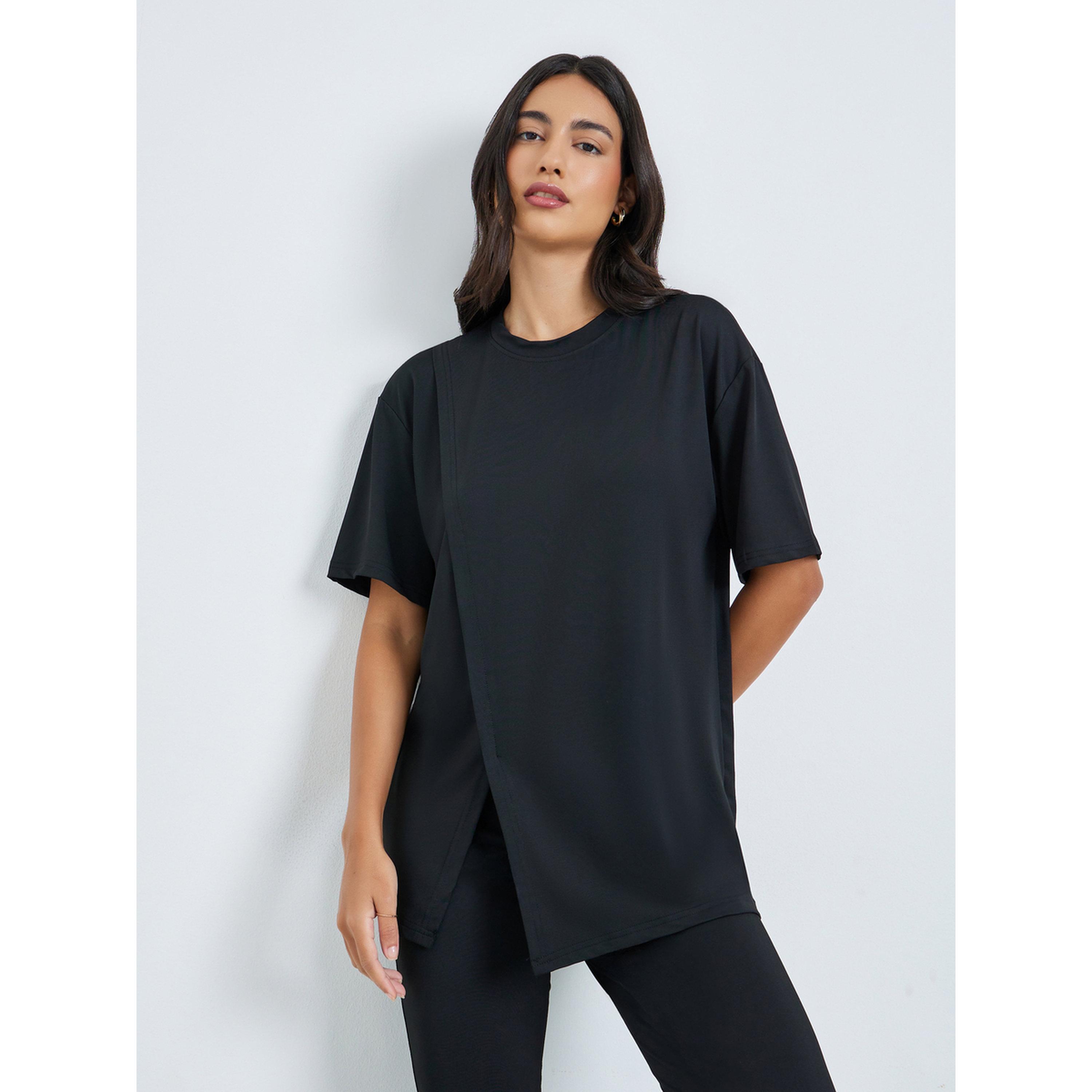Styli Black Oversized T-Shirt and Leggings Set-women-clothing-coordsets-image-2