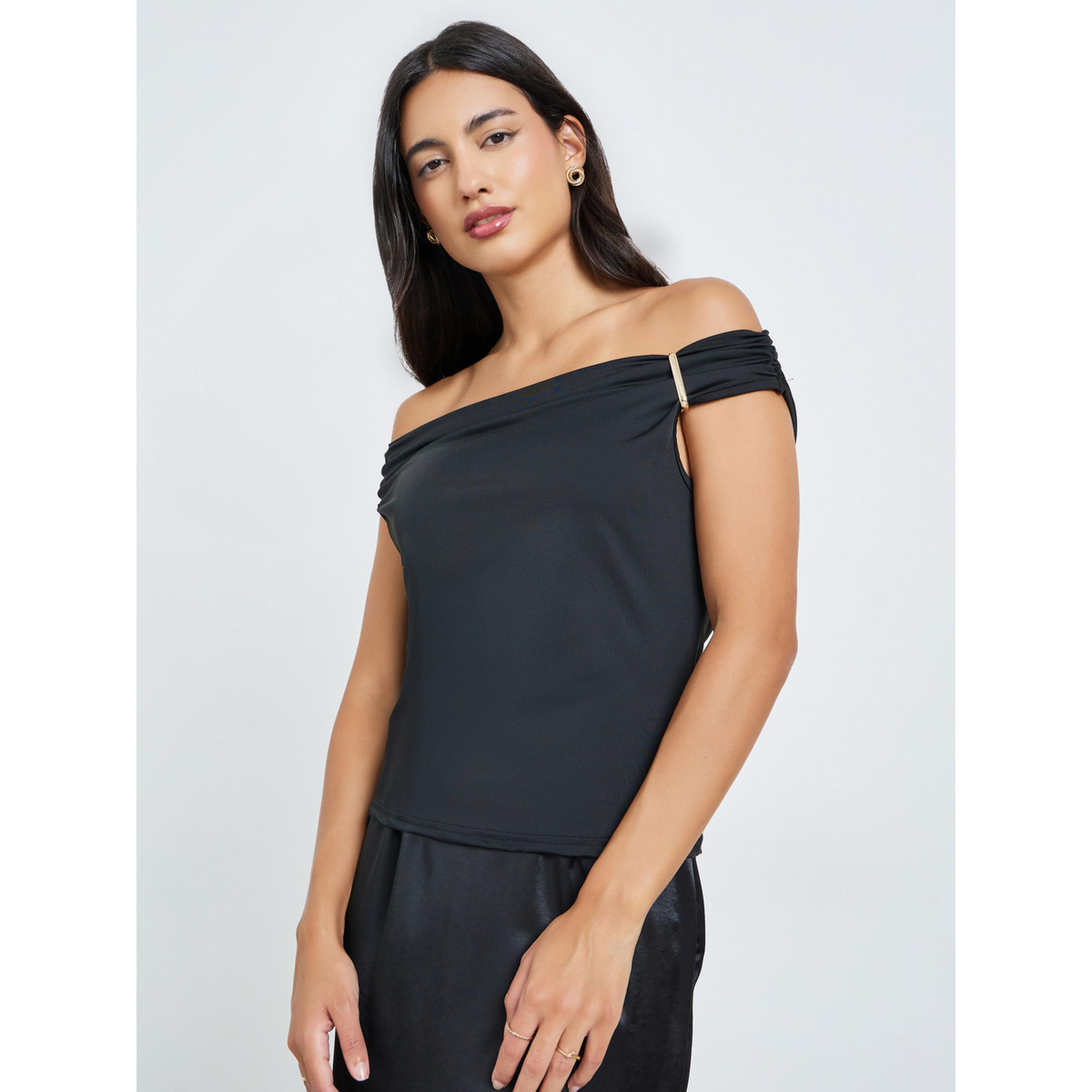 بلوزة بأكتاف مكشوفة ومنمقة بلمسة ميتاليك-women-clothing-shirtsandblouses-blouses-image-1