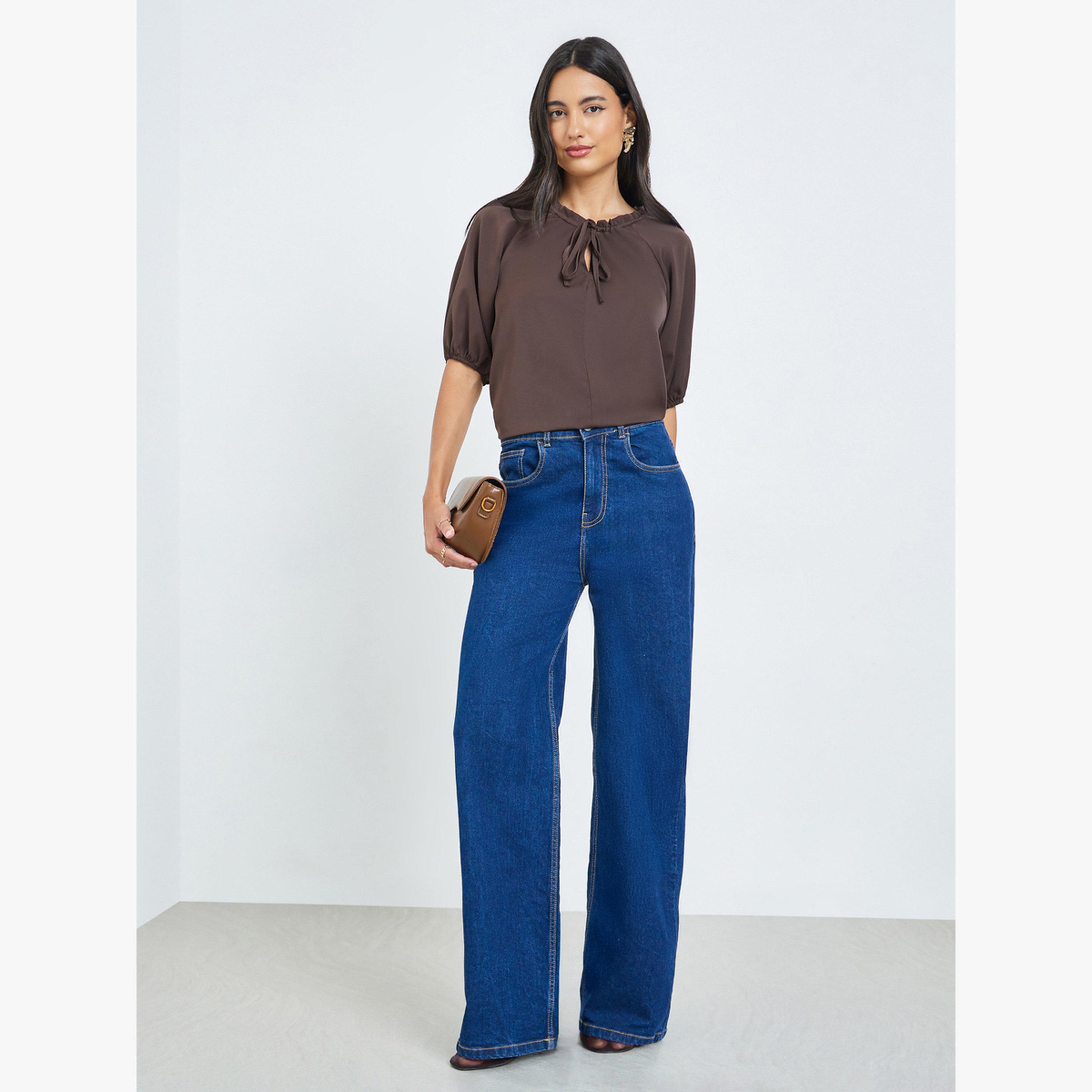 بلوزة سادة بربطة عنق-women-clothing-shirtsandblouses-blouses-image-2
