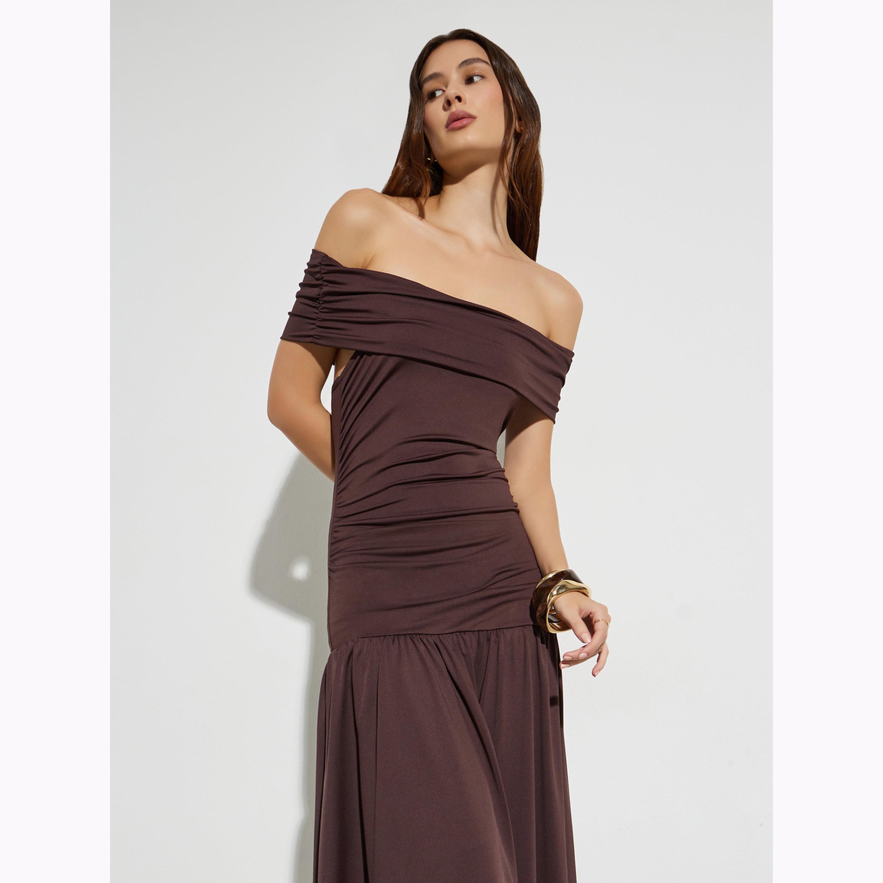 فستان ميدي بحافة واسعة مكشوف الأكتاف-women-clothing-dresses-image-2