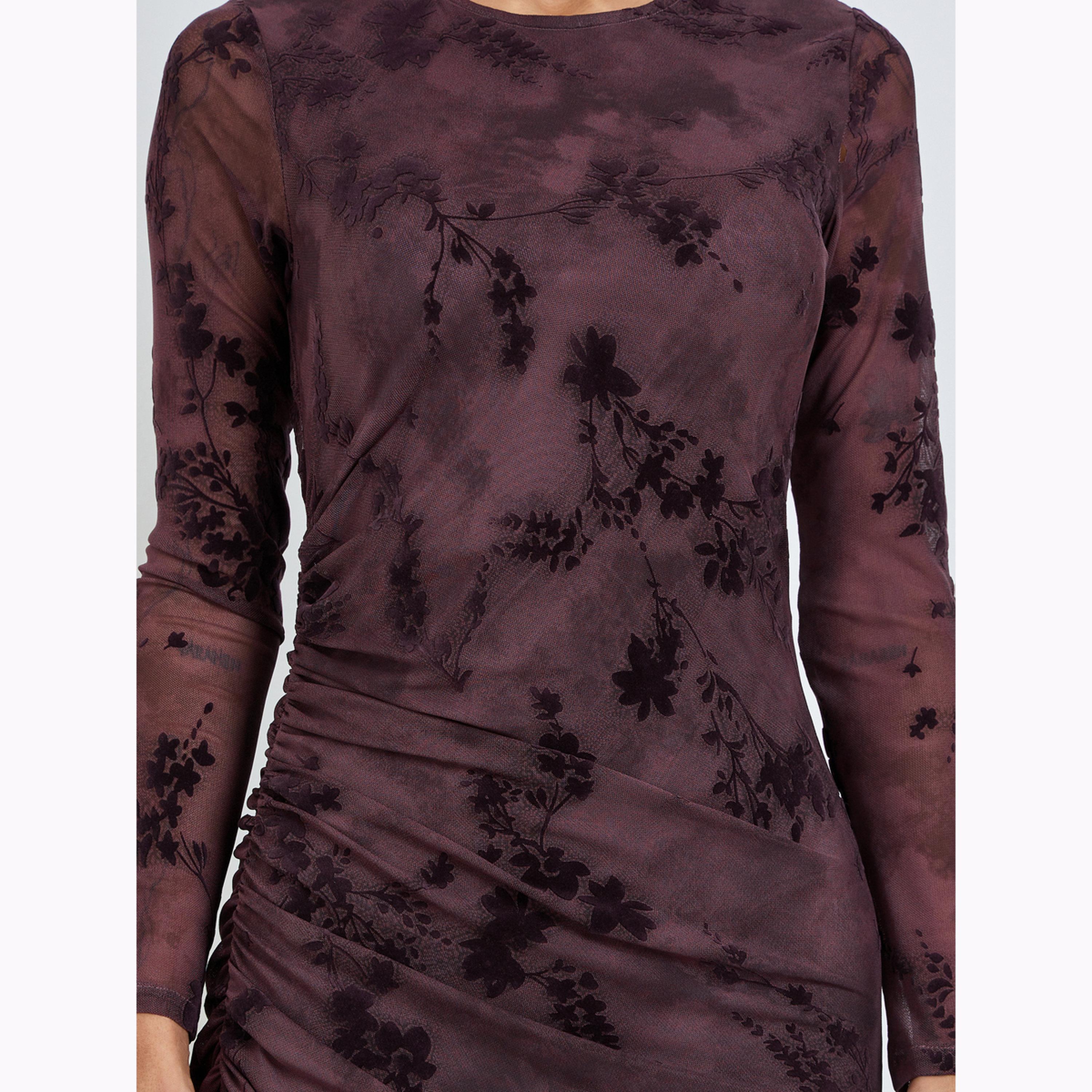 Styli Magenta Floral Mesh Bodycon Maxi Dress-women-clothing-dresses-image-5