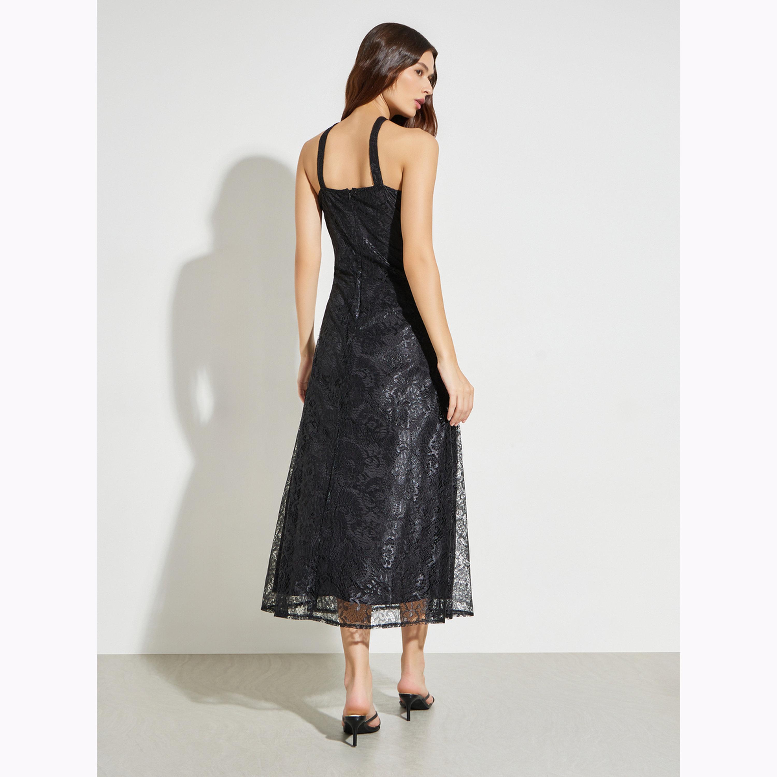Styli Black Lace Halter Neck A-Line Maxi Dress-women-clothing-dresses-image-4