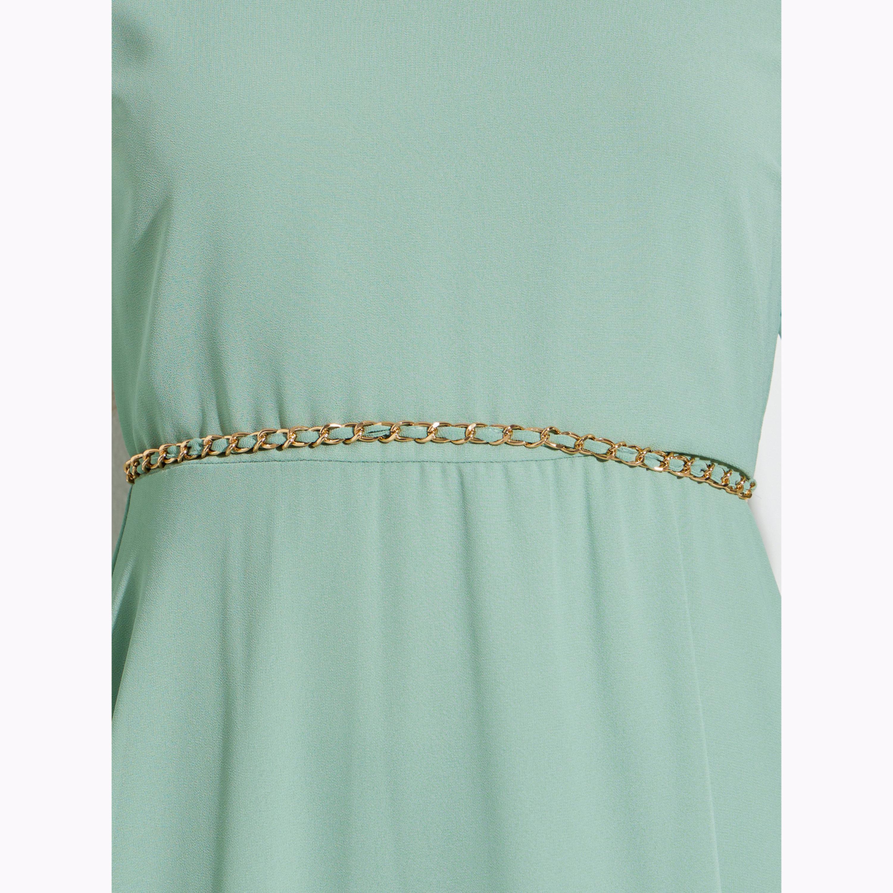 Styli Green A-Line Maxi Dress with Waist Chain-women-clothing-dresses-image-5