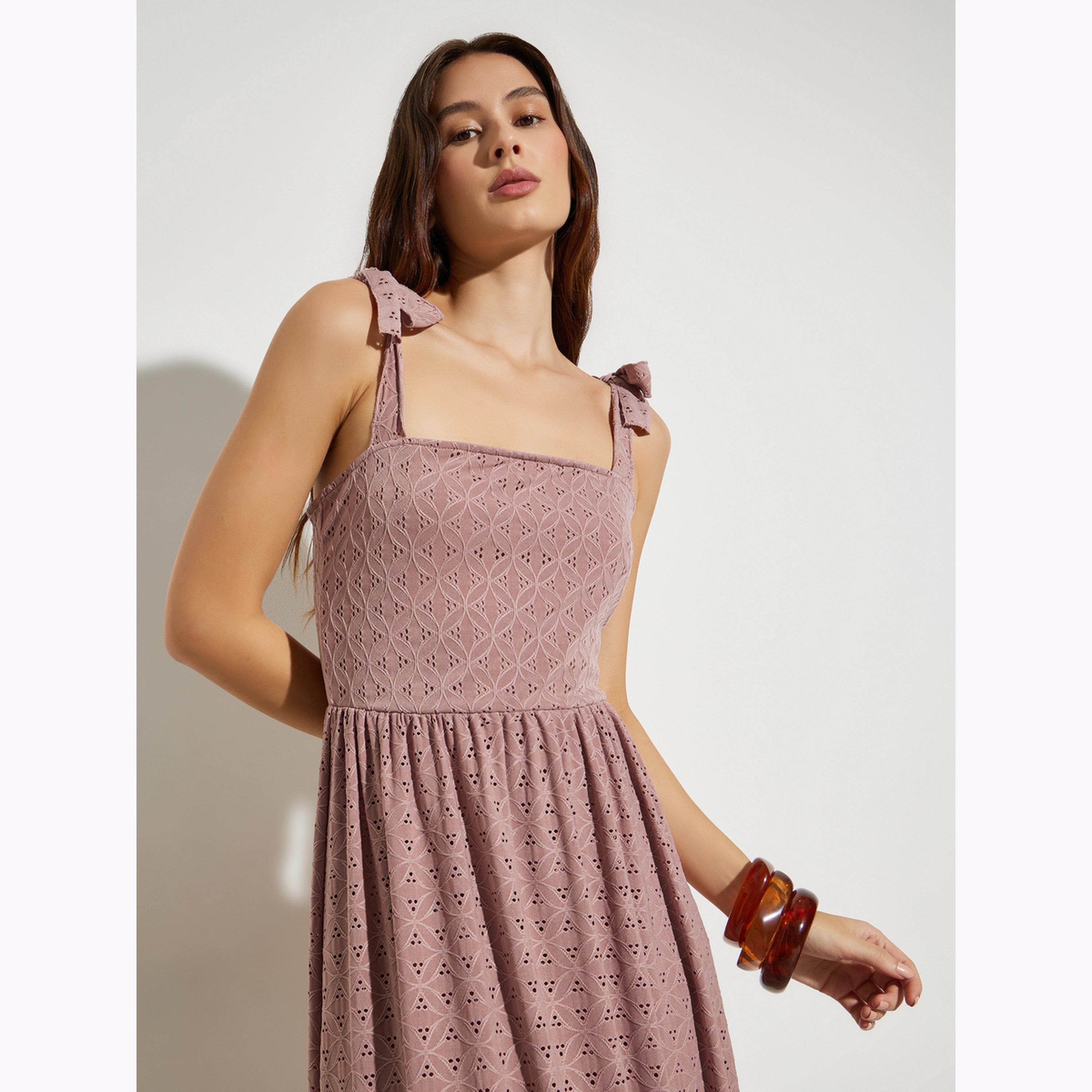 Styli Pink Square Neck Eyelet Maxi Dress-women-clothing-dresses-image-2