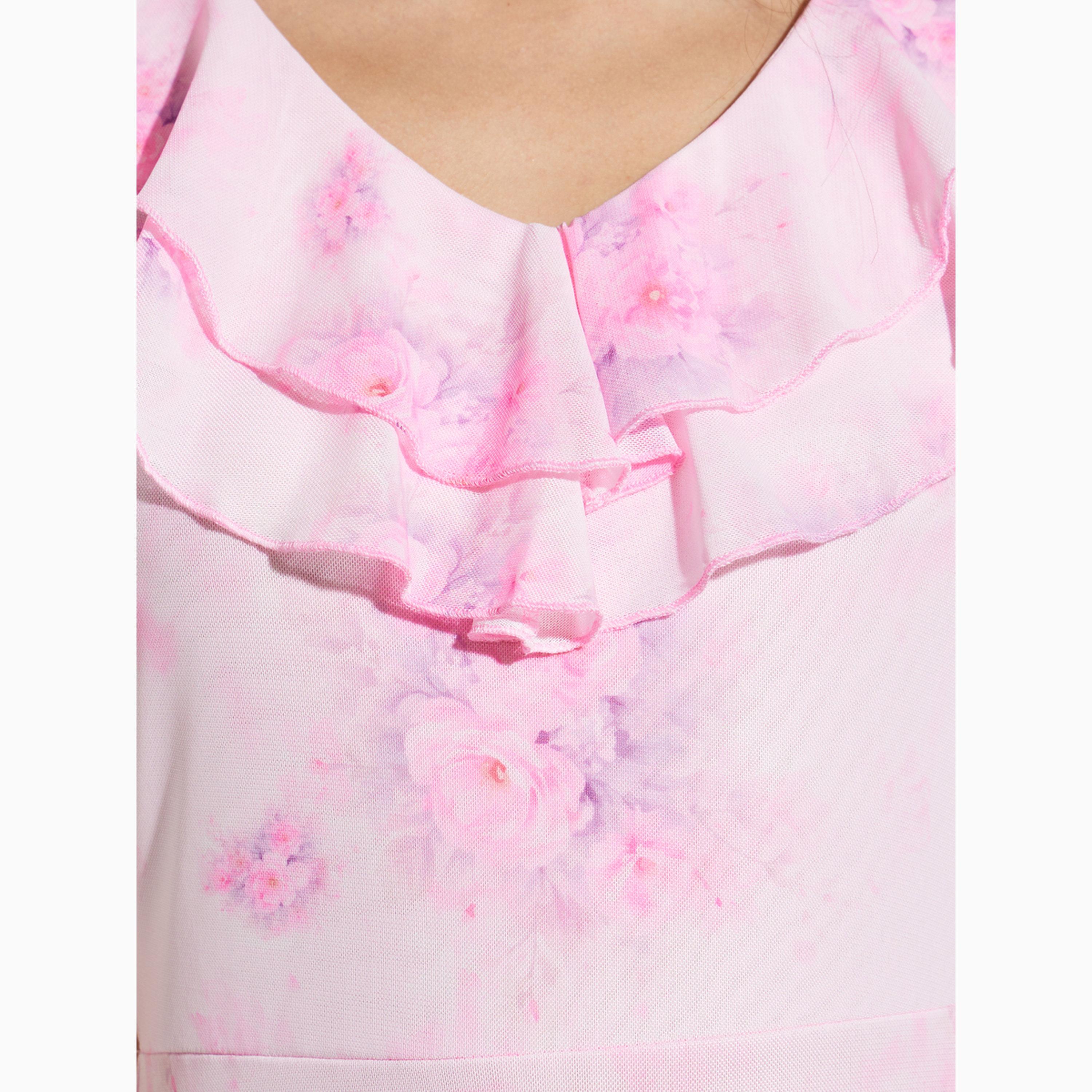 Styli Pink Floral Print Layered Maxi Dress-women-clothing-dresses-image-5