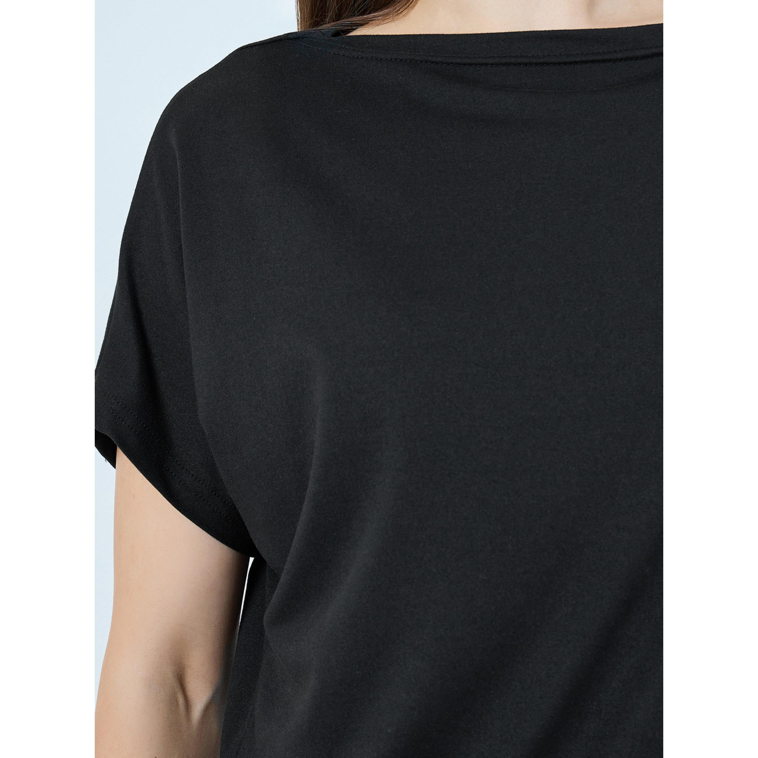 Styli Black Plain Short Sleeve T-Shirt-women-clothing-tshirts-image-4