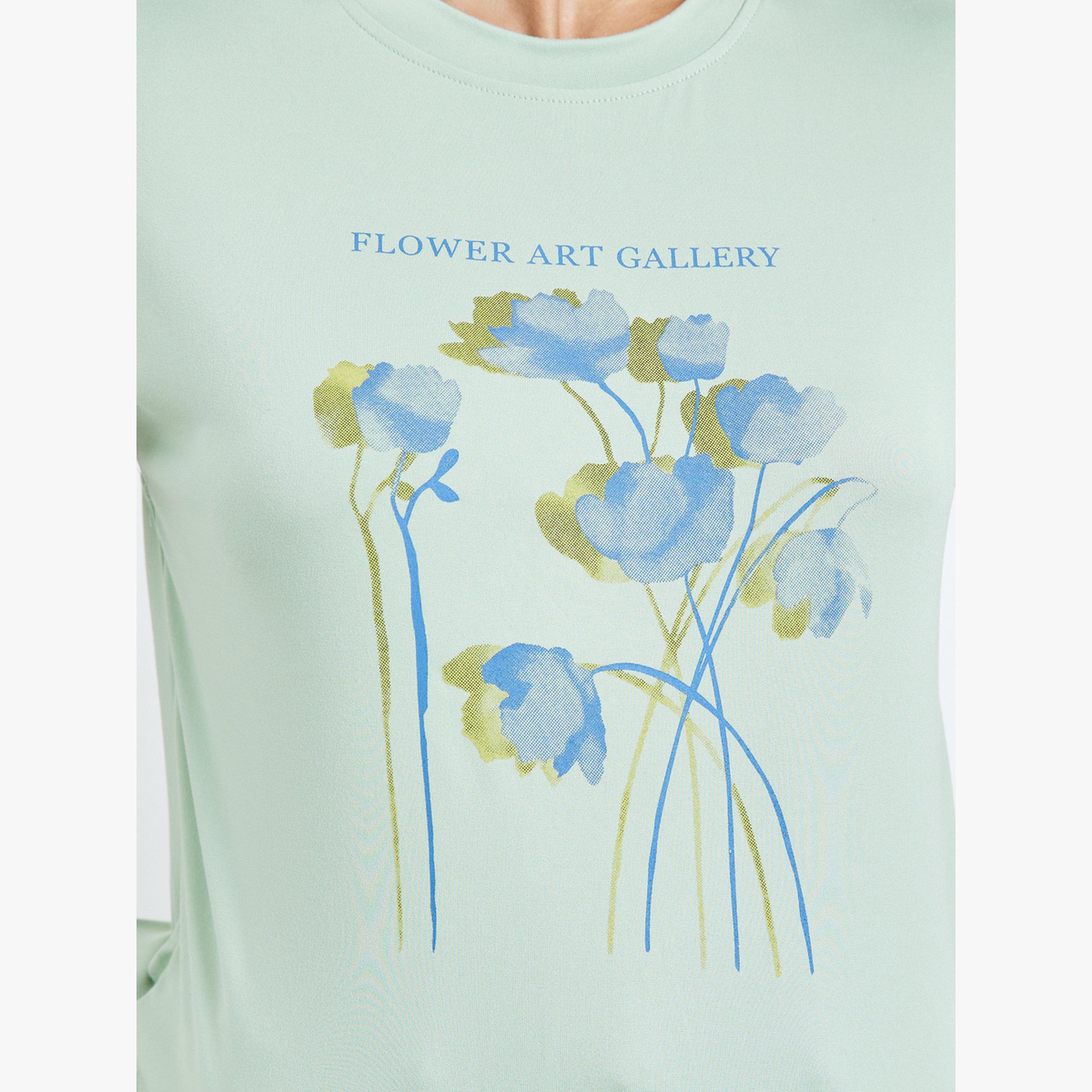 Styli Green Floral Print Short Sleeve T-Shirt-women-clothing-tshirts-image-5