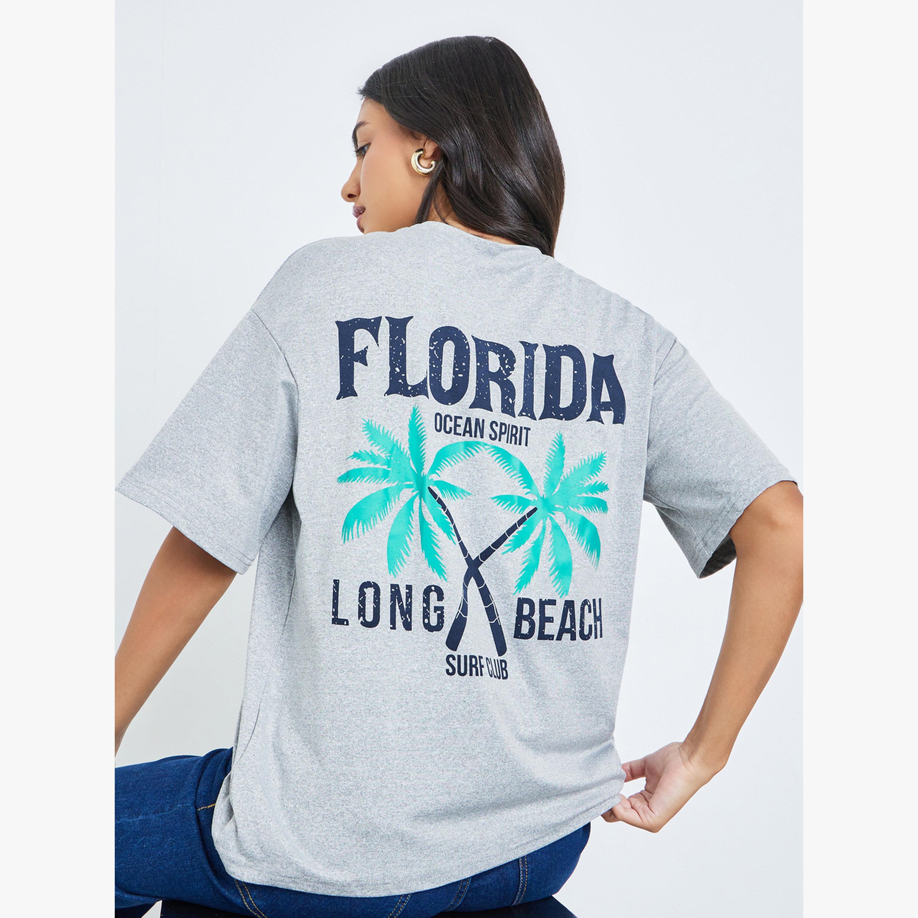 Styli Grey Florida Graphic Print Relaxed Fit T-Shirt-women-clothing-tshirts-image-3