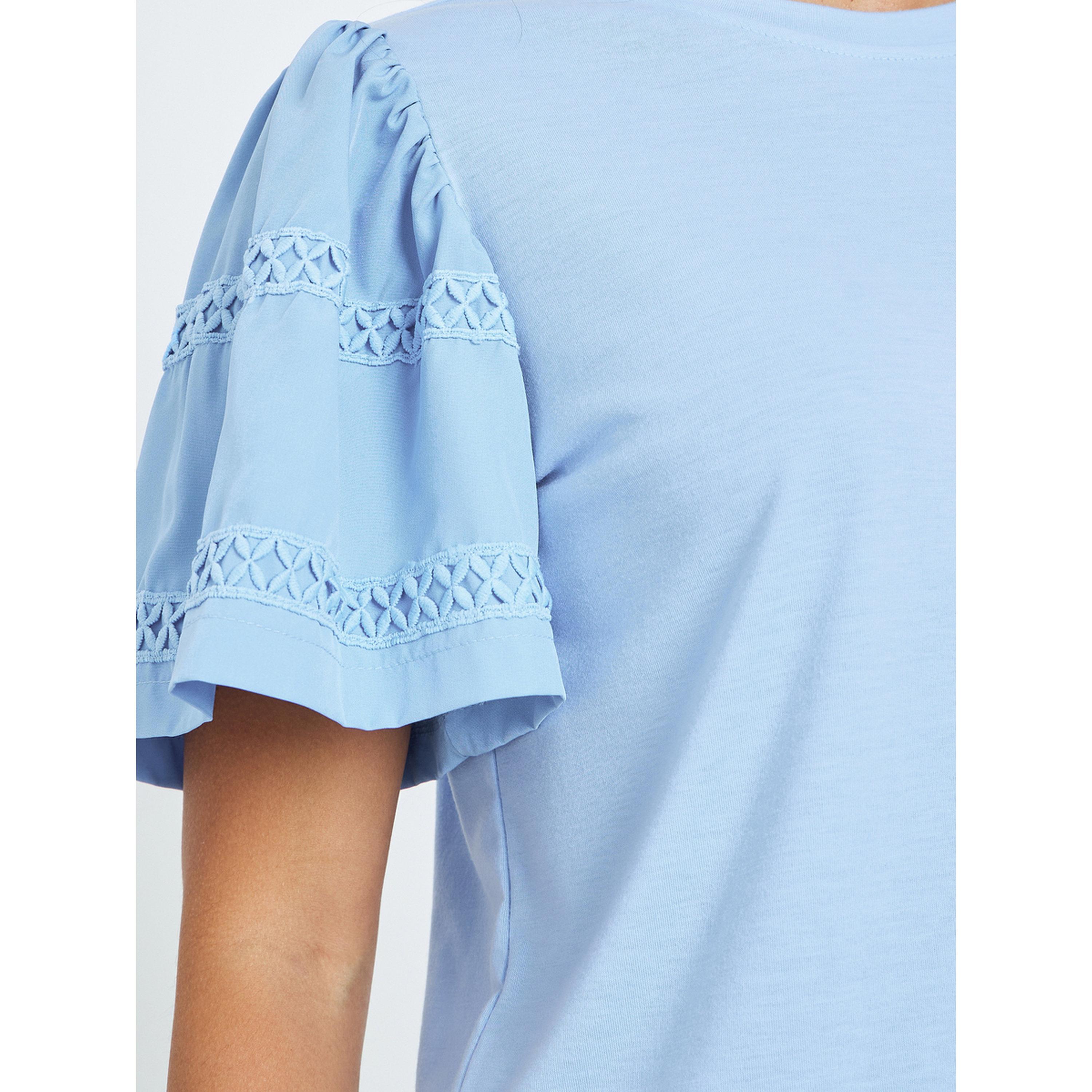 Styli Blue Lace Trim Short Sleeve T-Shirt-women-clothing-shirtsandblouses-blouses-image-5