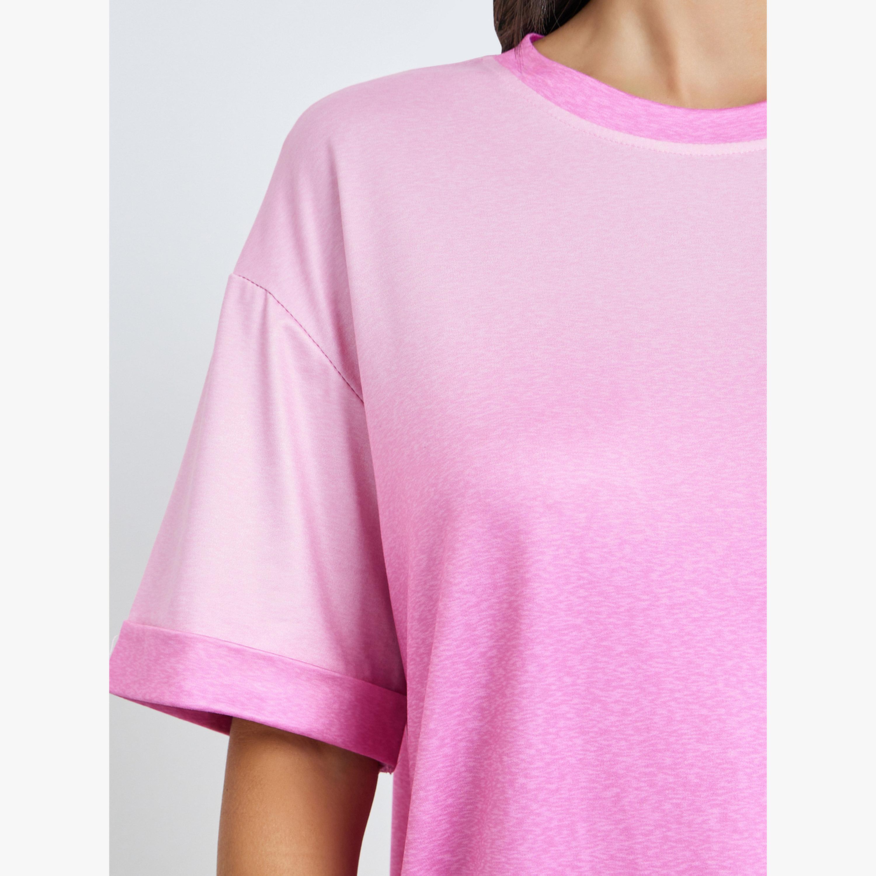 Styli Pink Gradient Look Oversized T-Shirt-women-clothing-tshirts-image-5