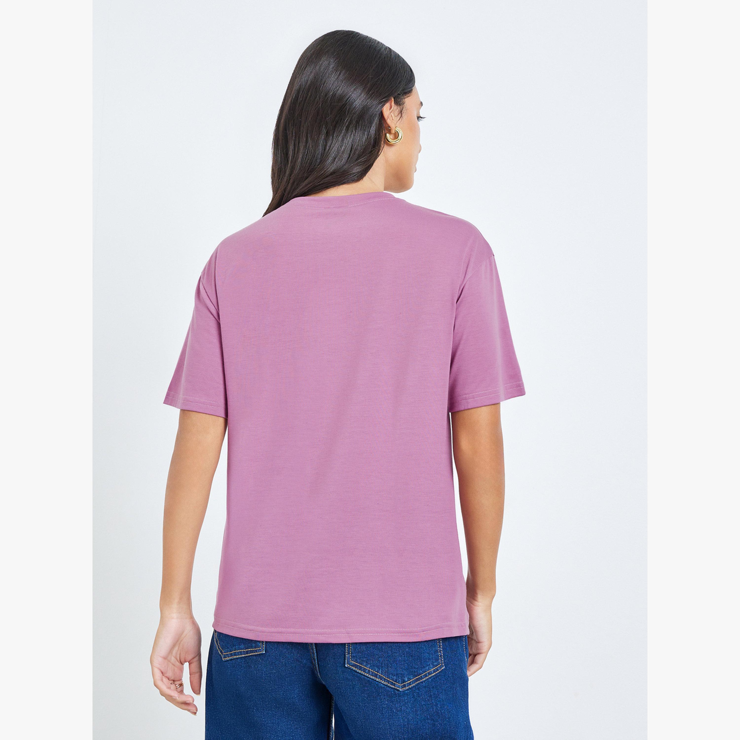 Styli Purple Floral Print Regular Fit T-Shirt-women-clothing-tshirts-image-4