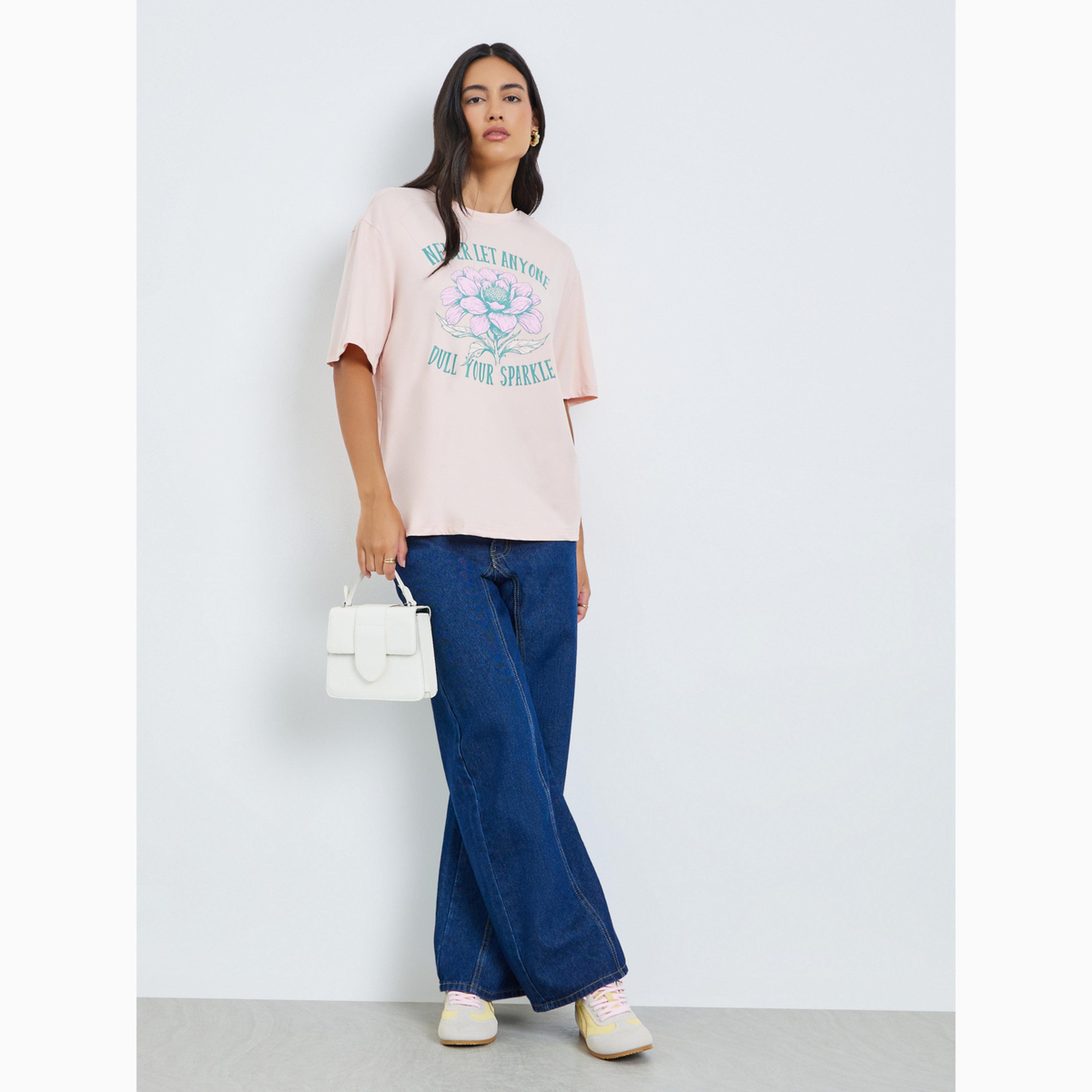 Styli Light Pink Floral Graphic T-Shirt-women-clothing-tshirts-image-2