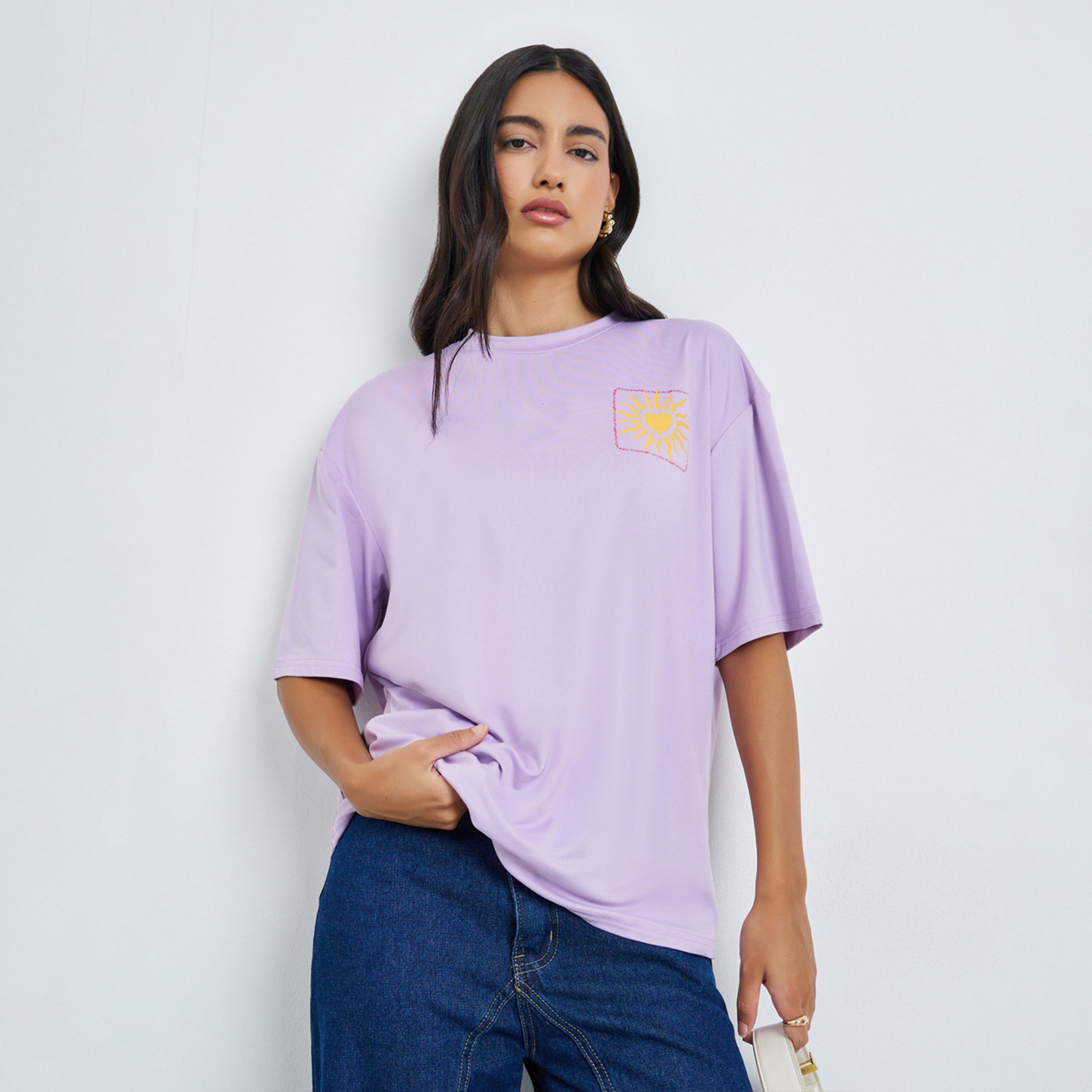 تيشيرت بأكمام قصيرة وقصة واسعة-women-clothing-tshirts-image-1