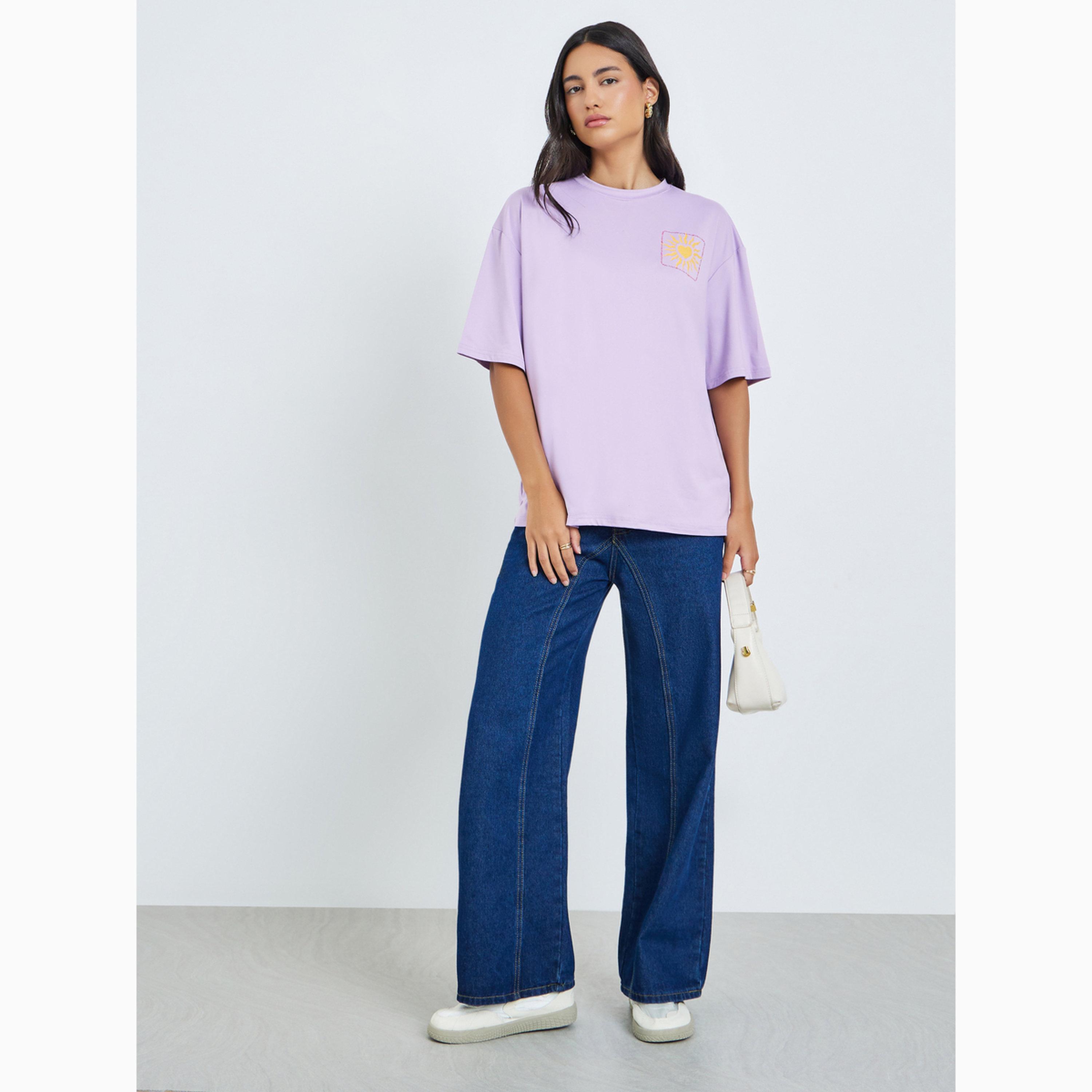 تيشيرت بأكمام قصيرة وقصة واسعة-women-clothing-tshirts-image-2