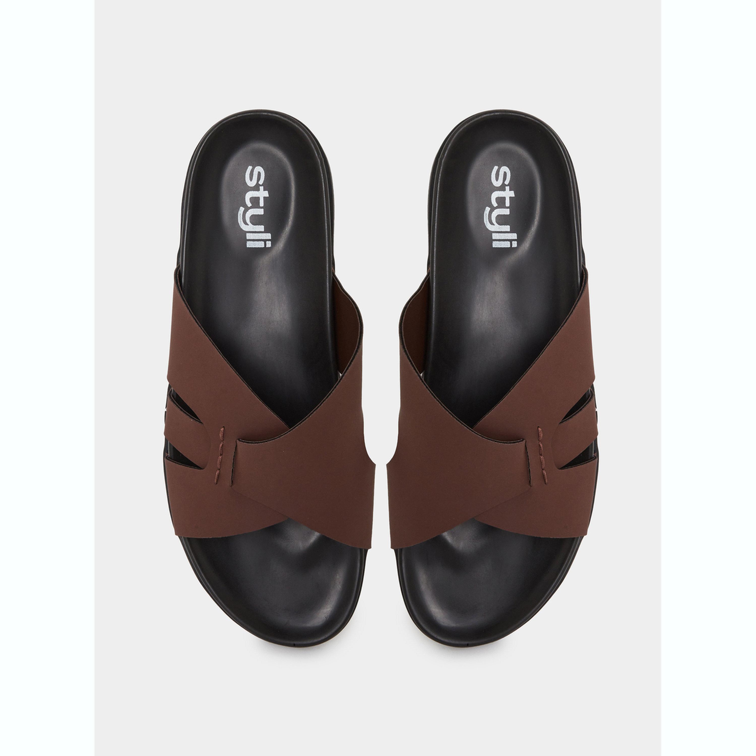 Styli Men Solid Cross-Strap Sandals-men-shoes-sandals-image-3
