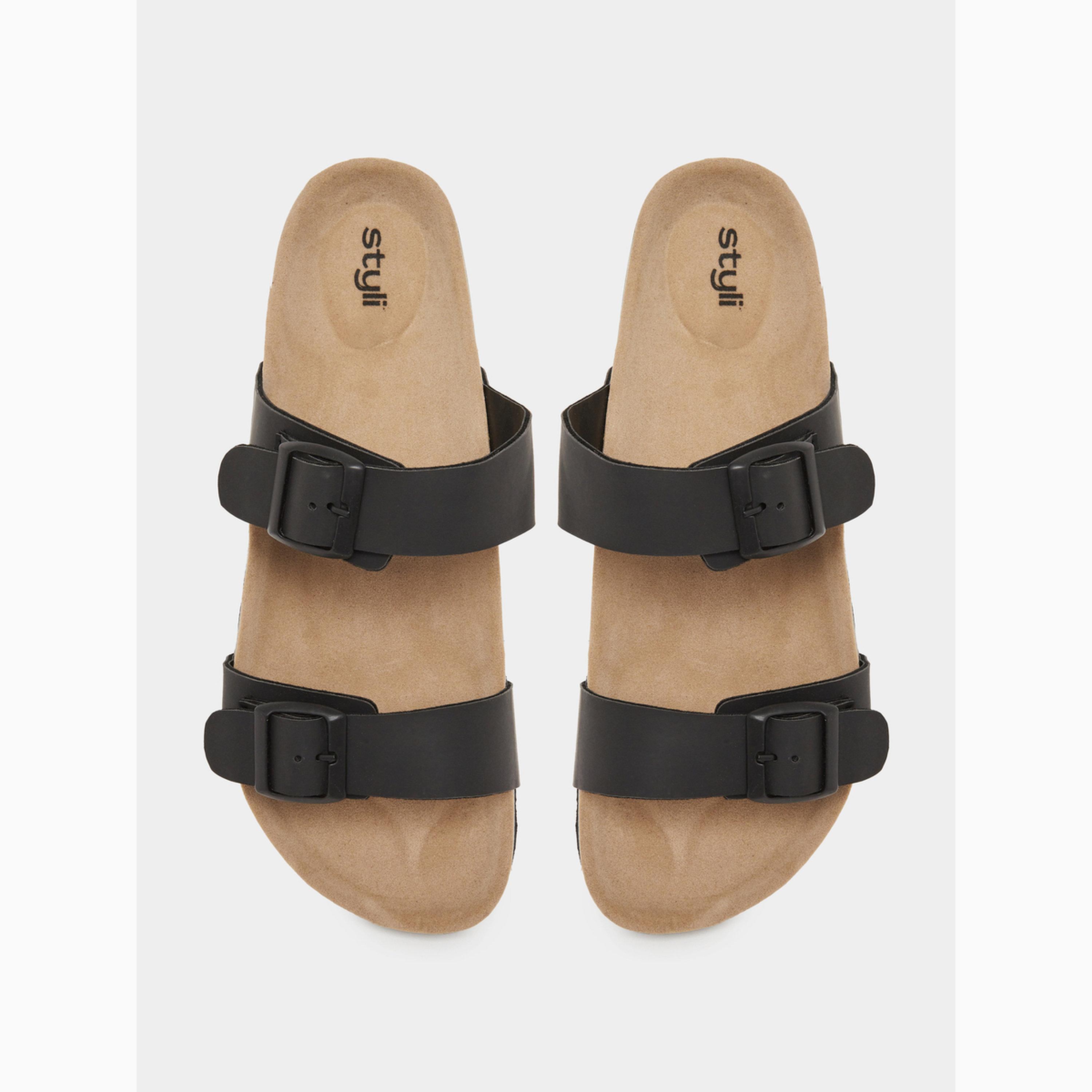 Styli Men Black Double-Strap Sandals-men-shoes-sandals-image-3