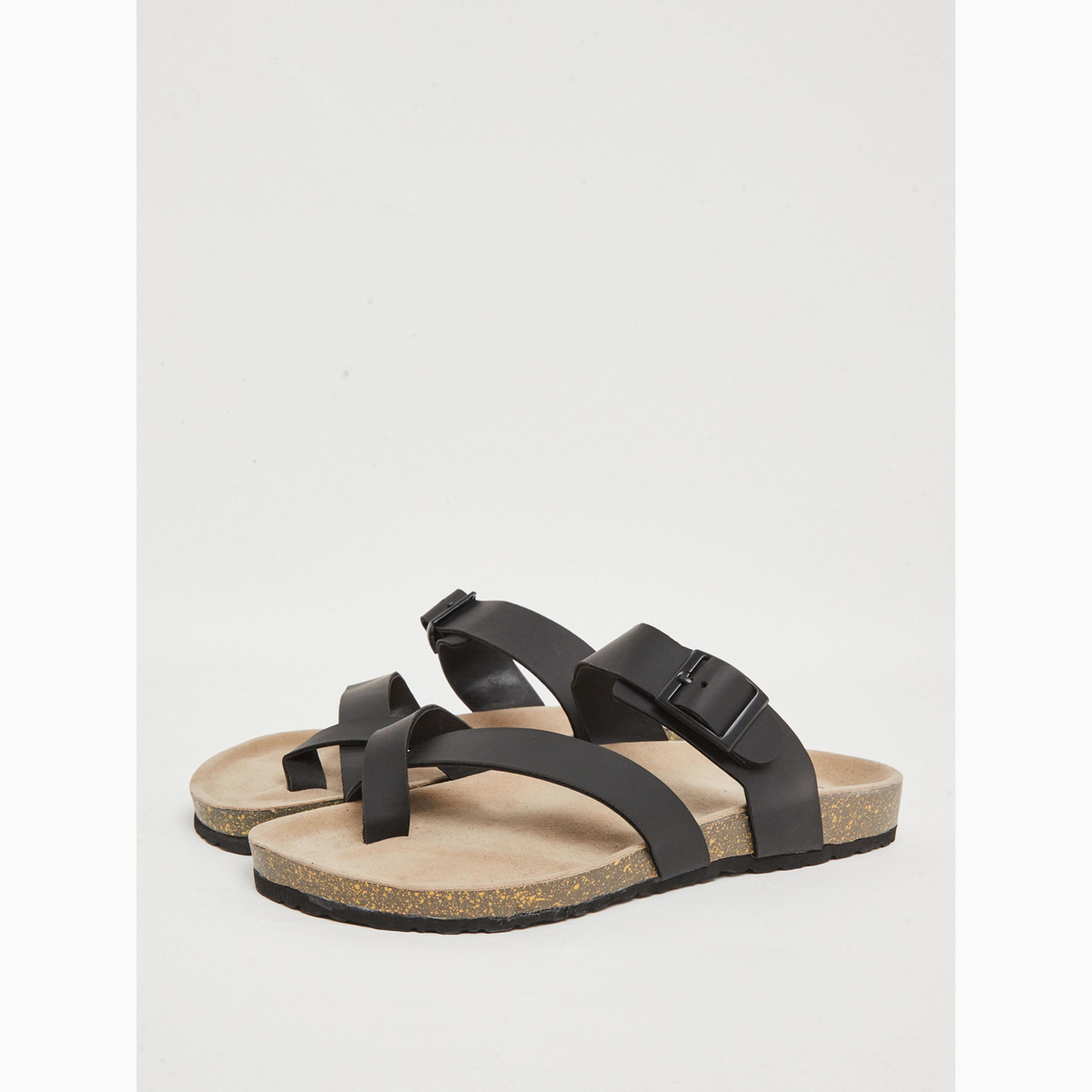 Styli Men Black Adjustable Strap Sandals-men-shoes-sandals-image-1