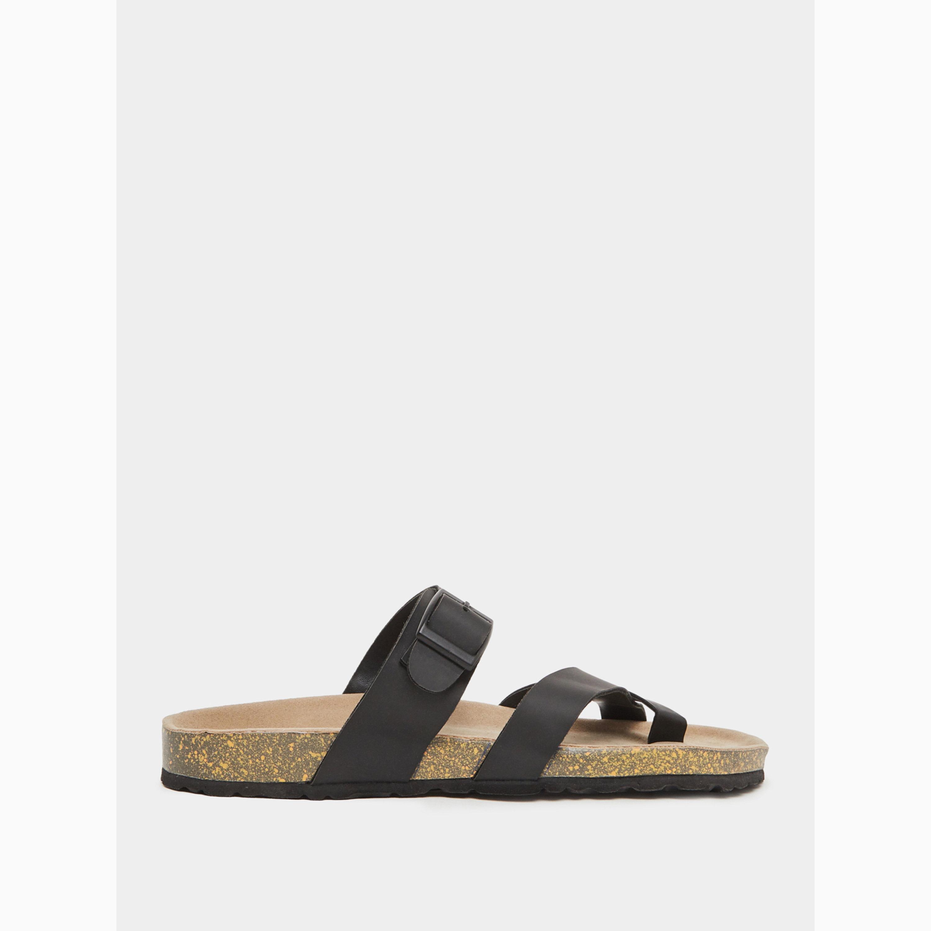 Styli Men Black Adjustable Strap Sandals-men-shoes-sandals-image-2