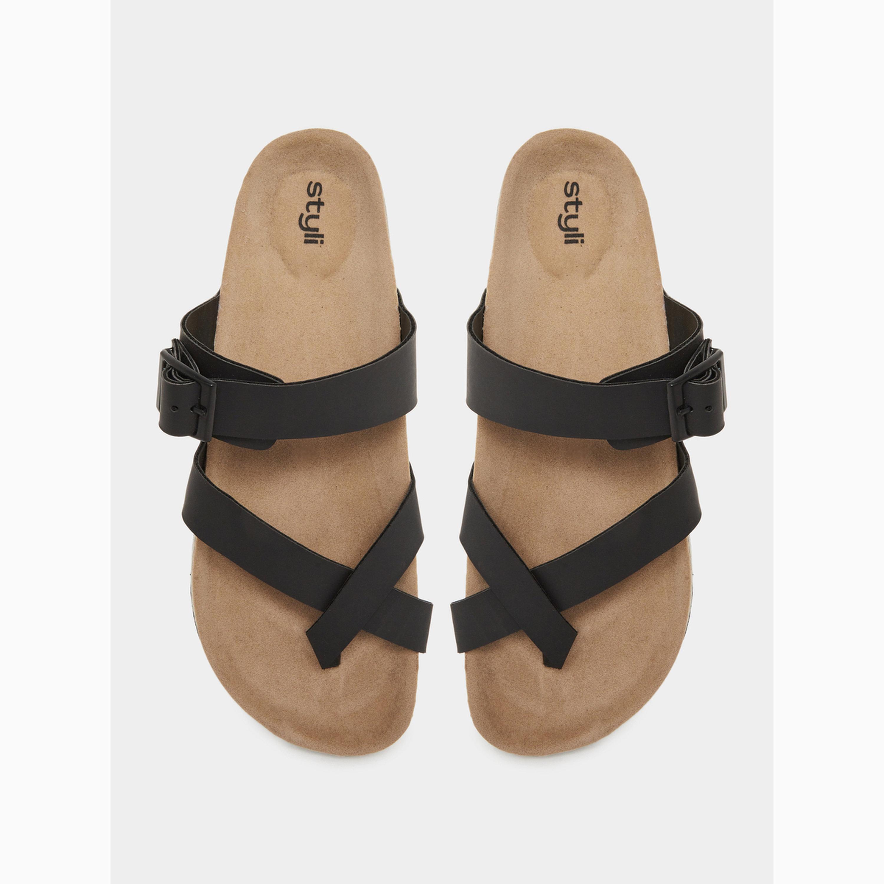 Styli Men Black Adjustable Strap Sandals-men-shoes-sandals-image-3