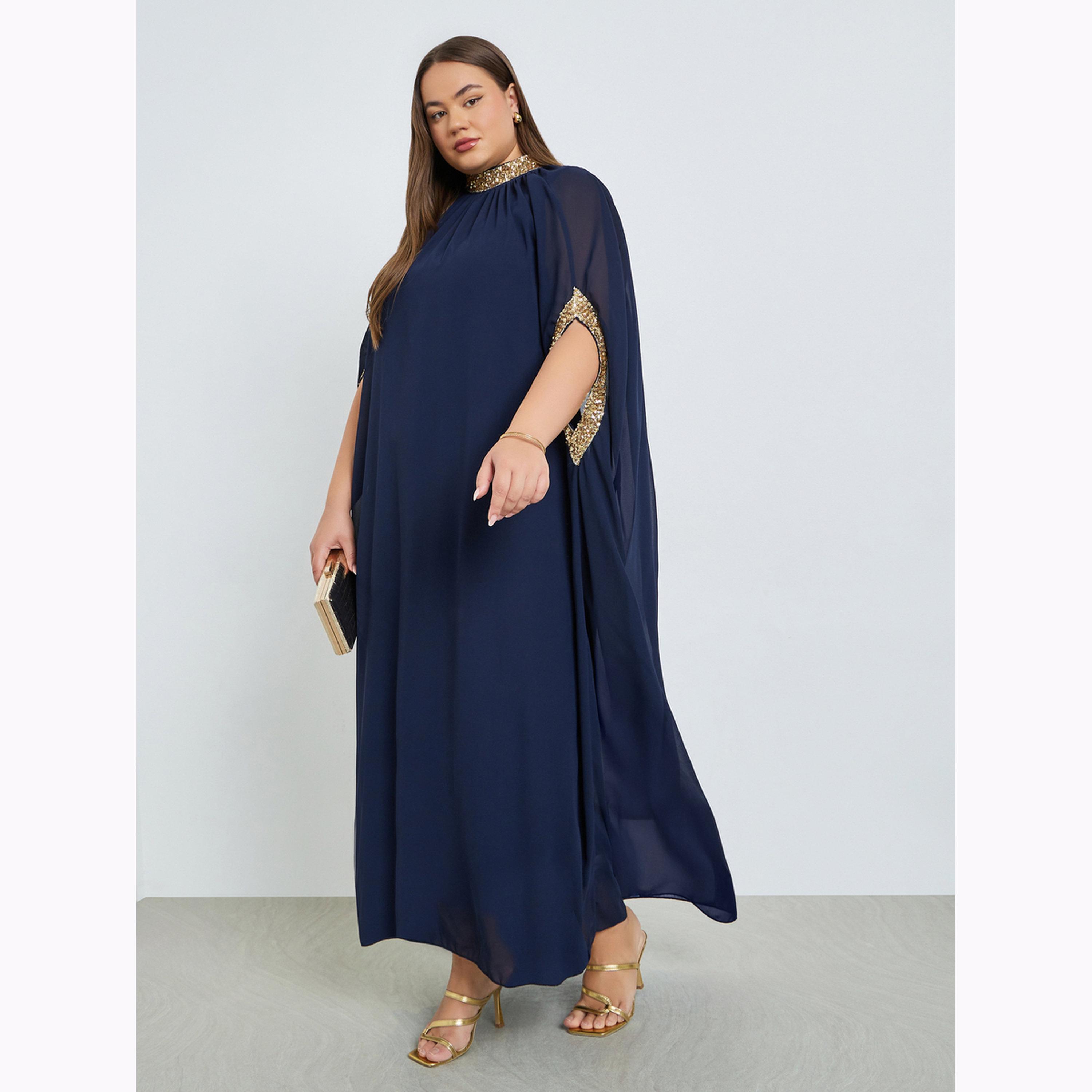 فستان طويل قفطان مزين بمقاس كبير-women-clothing-dresses-image-3
