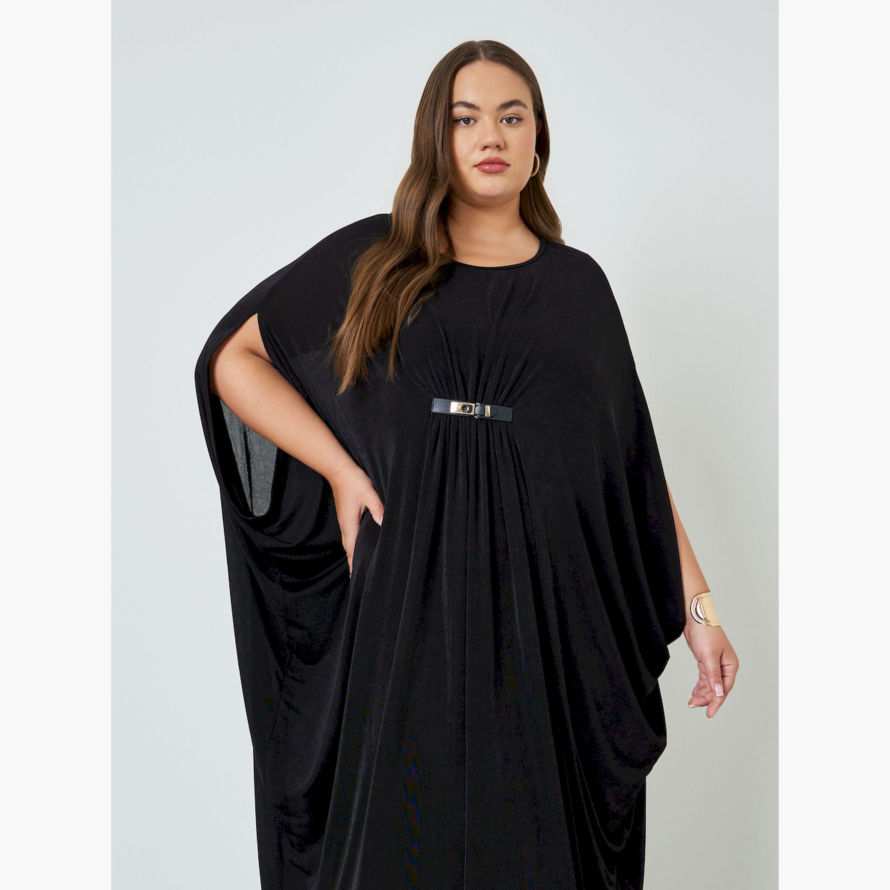 Styli Plus Size Buckle Detail Overlay Maxi Dress and Cami-women-clothing-dresses-image-4