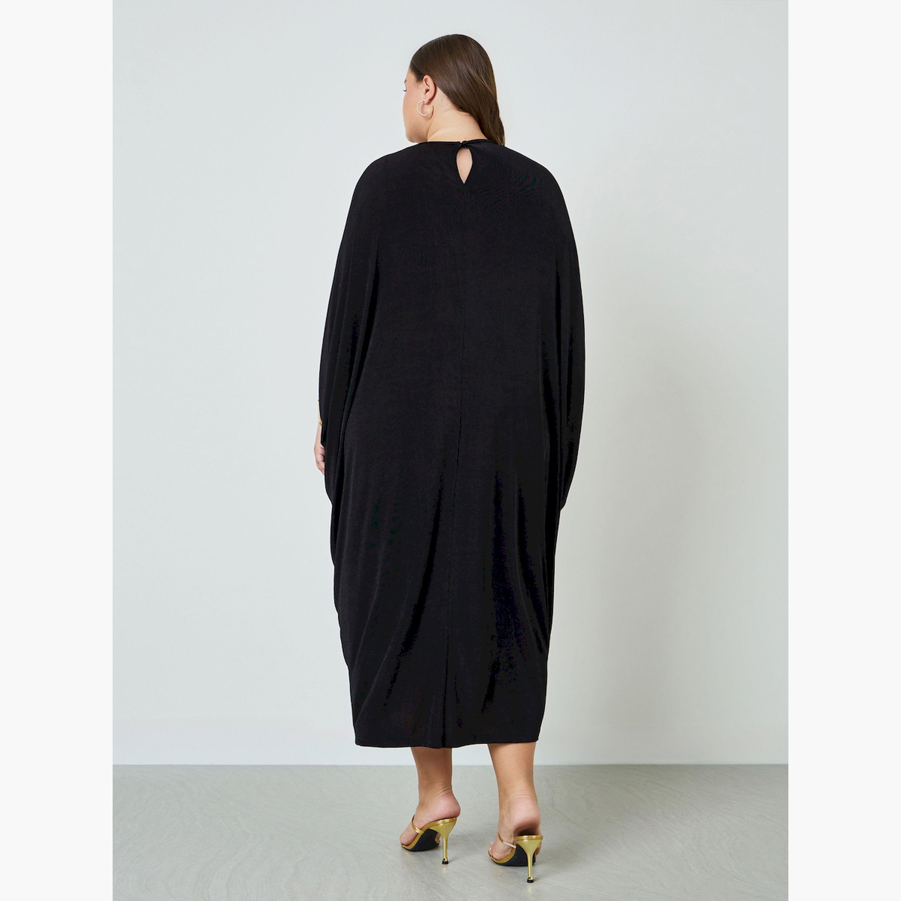 Styli Plus Size Buckle Detail Overlay Maxi Dress and Cami-women-clothing-dresses-image-6