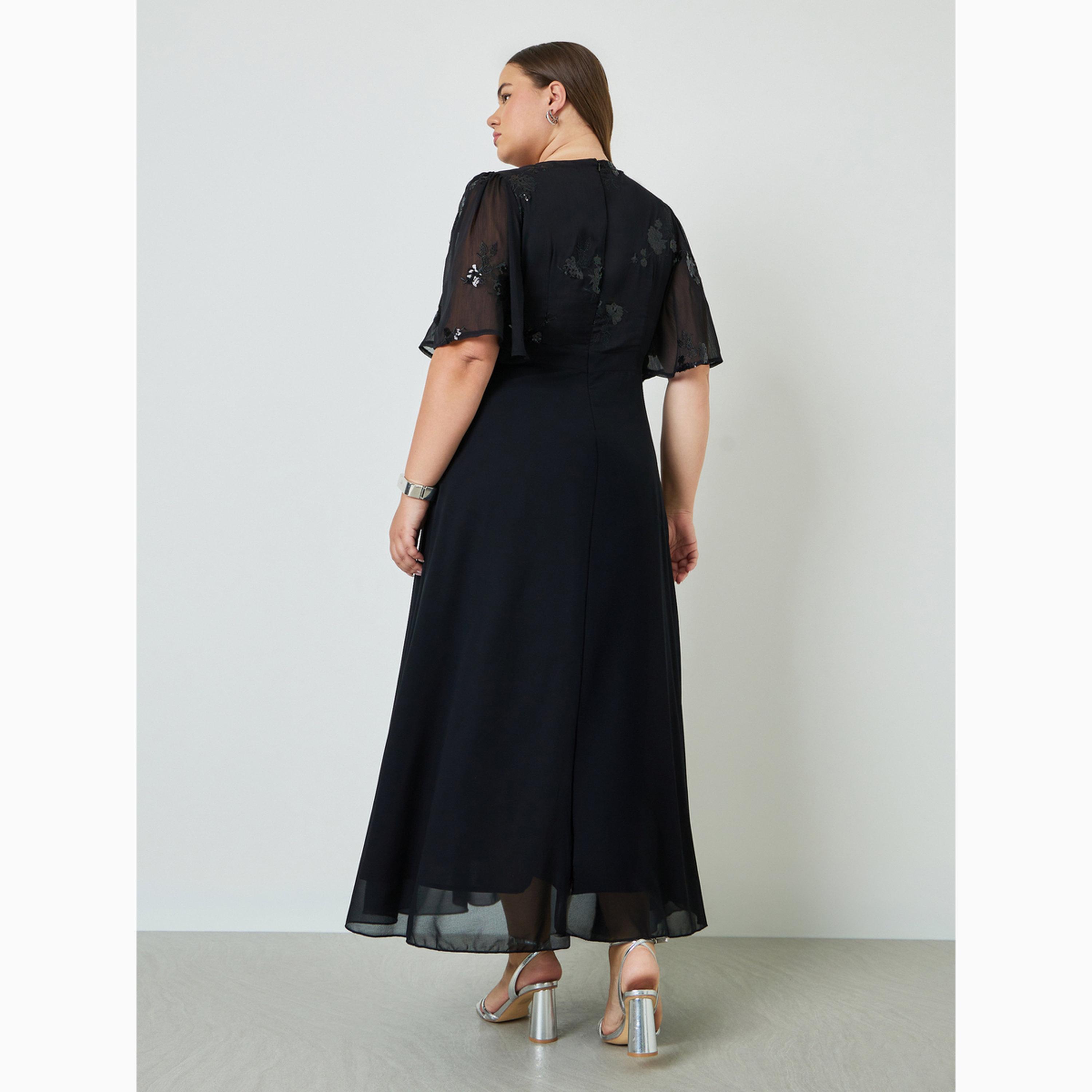Styli Plus Size Sequined Yoke A-Line Maxi Dress-women-clothing-dresses-image-4