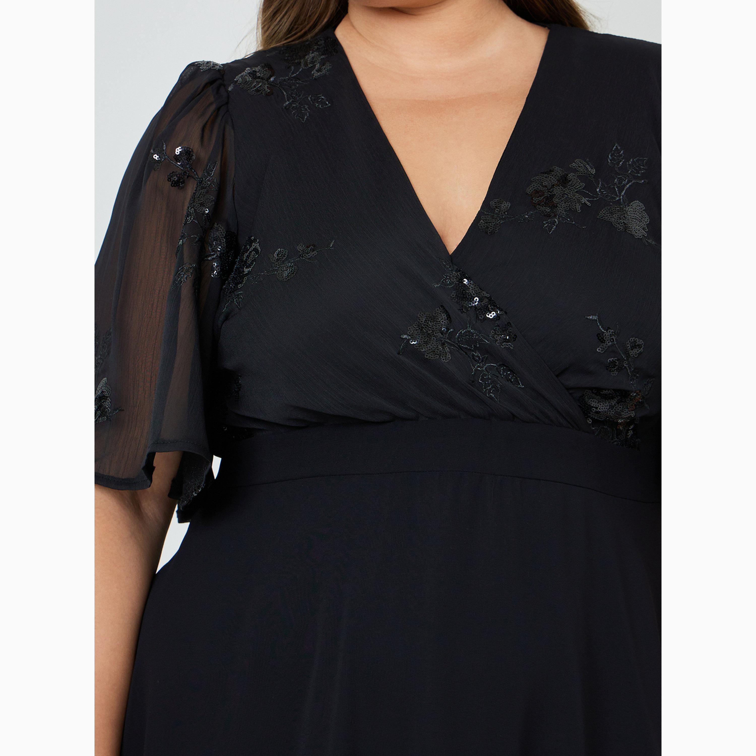 Styli Plus Size Sequined Yoke A-Line Maxi Dress-women-clothing-dresses-image-5