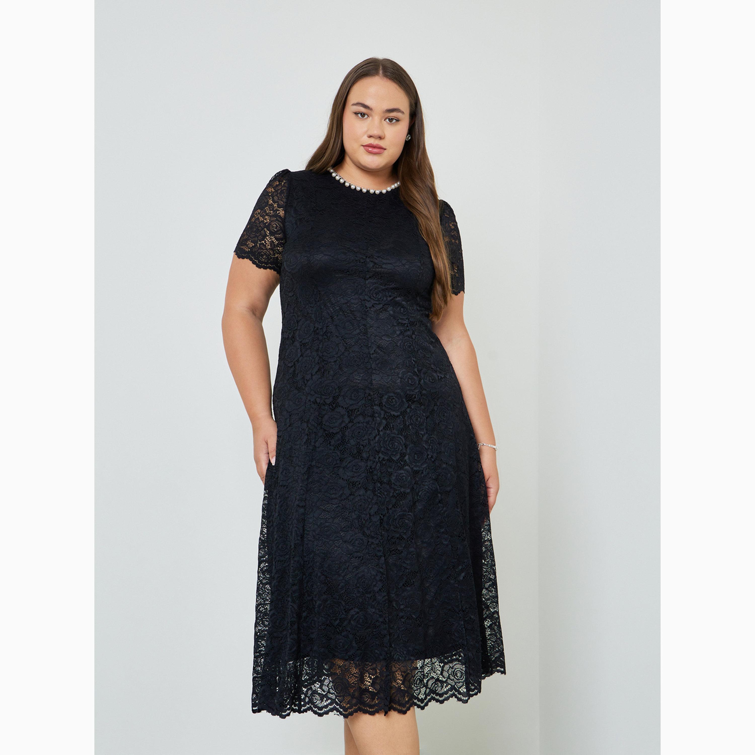 Styli Plus Size Lace Overlay A-Line Midi Dress-women-clothing-dresses-image-1