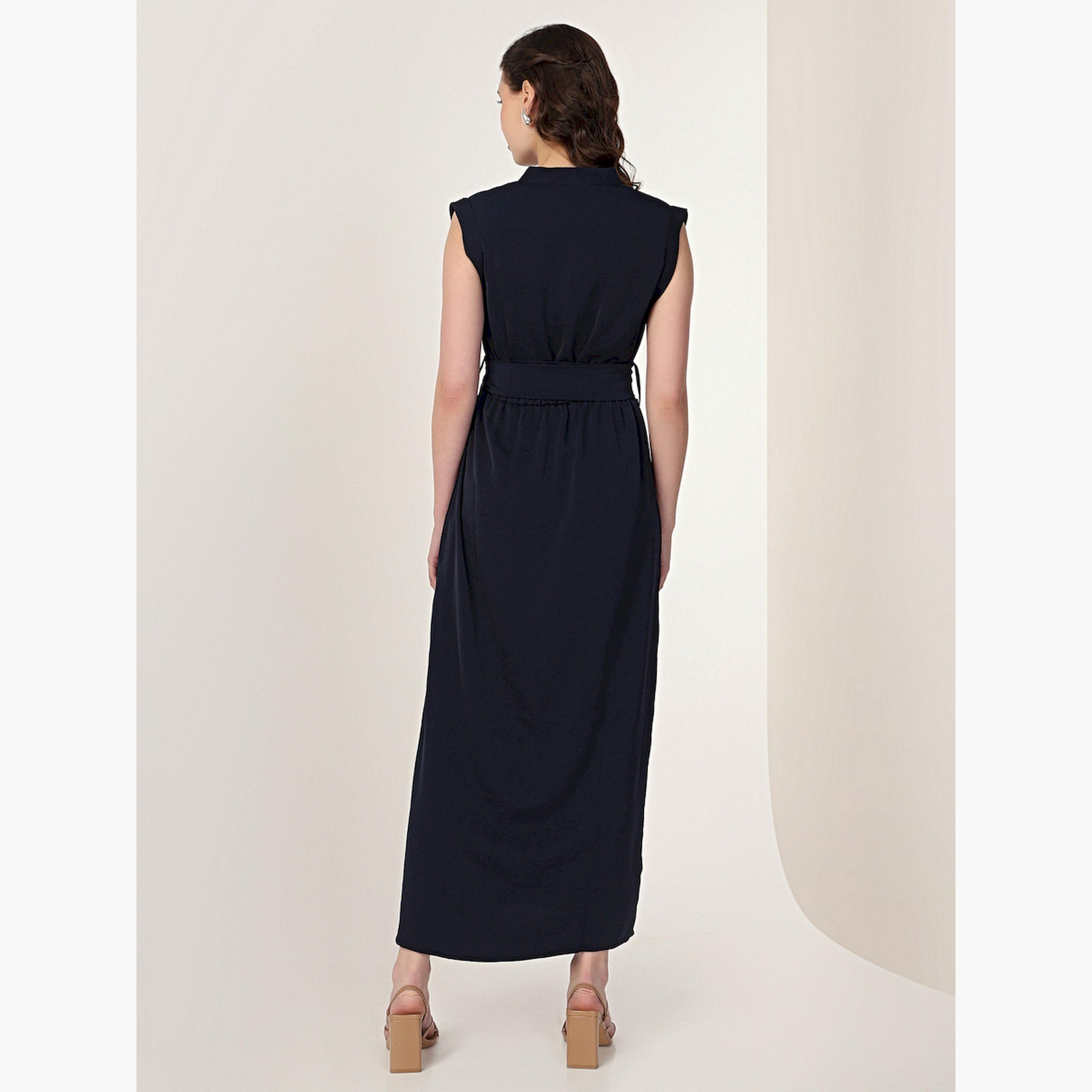 فستان ميدي كحلي بلا أكمام بفتحة أمامية-women-clothing-dresses-image-5