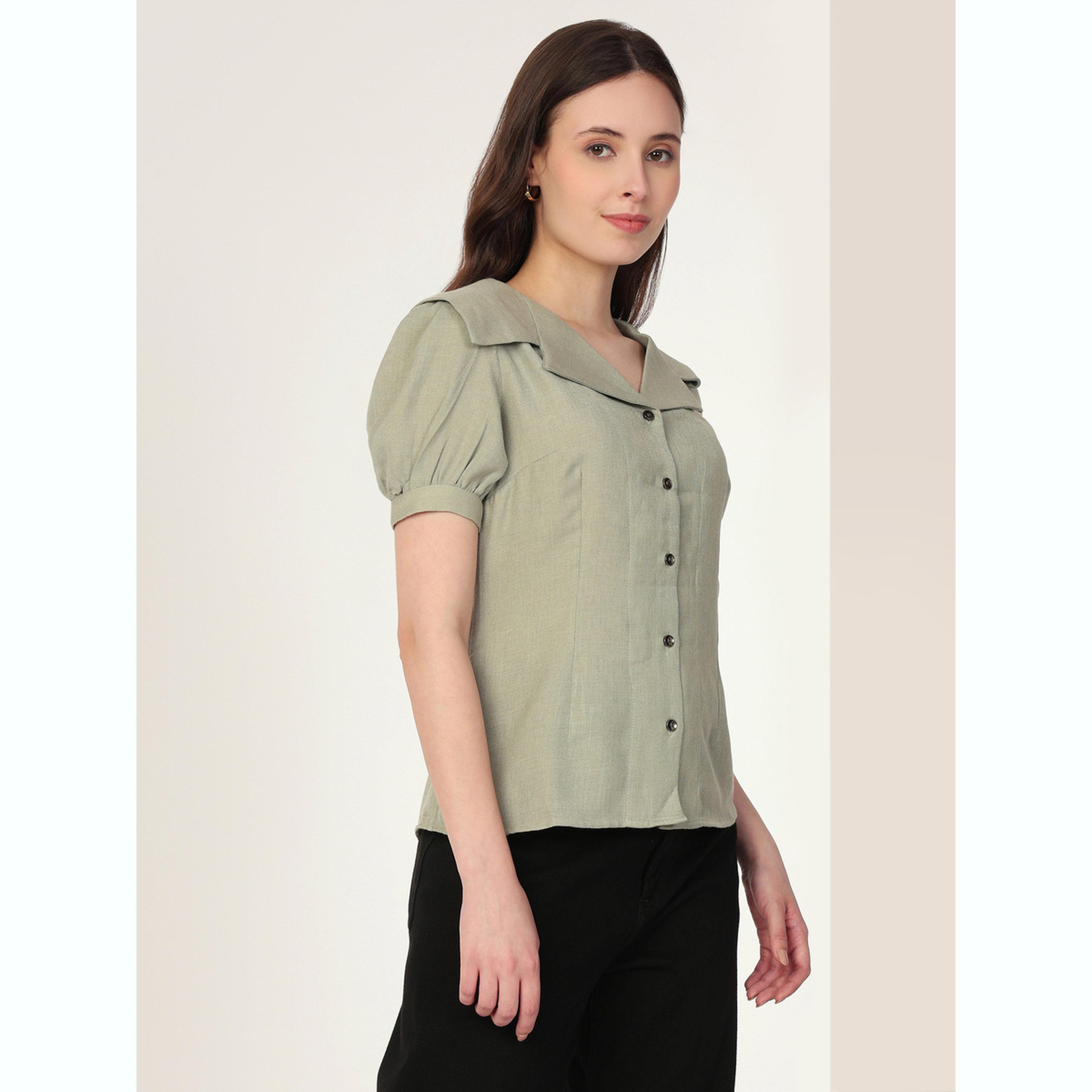 بلوزة بأكمام منفوخة وياقة بيتر بان-women-clothing-shirtsandblouses-shirts-image-3