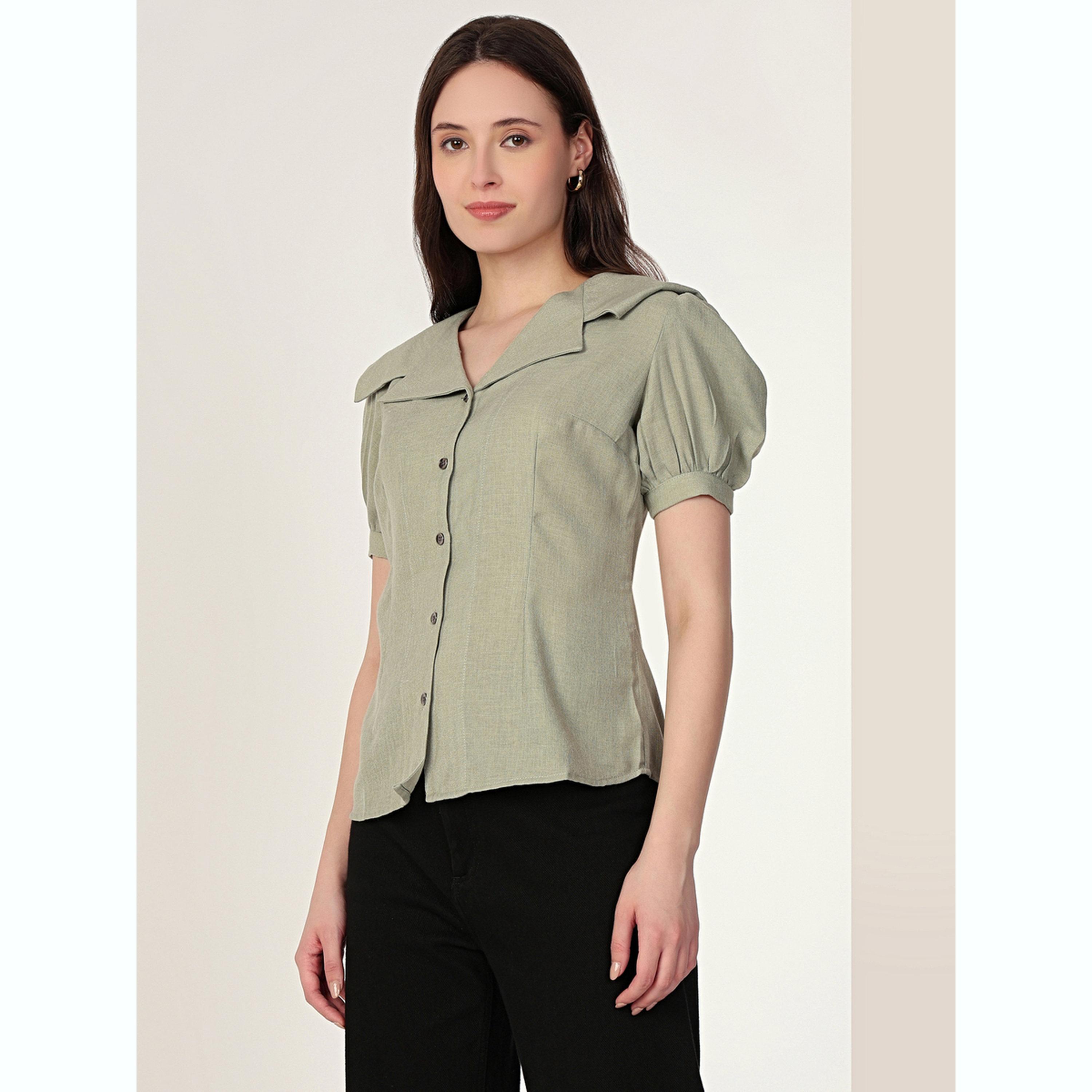 بلوزة بأكمام منفوخة وياقة بيتر بان-women-clothing-shirtsandblouses-shirts-image-4