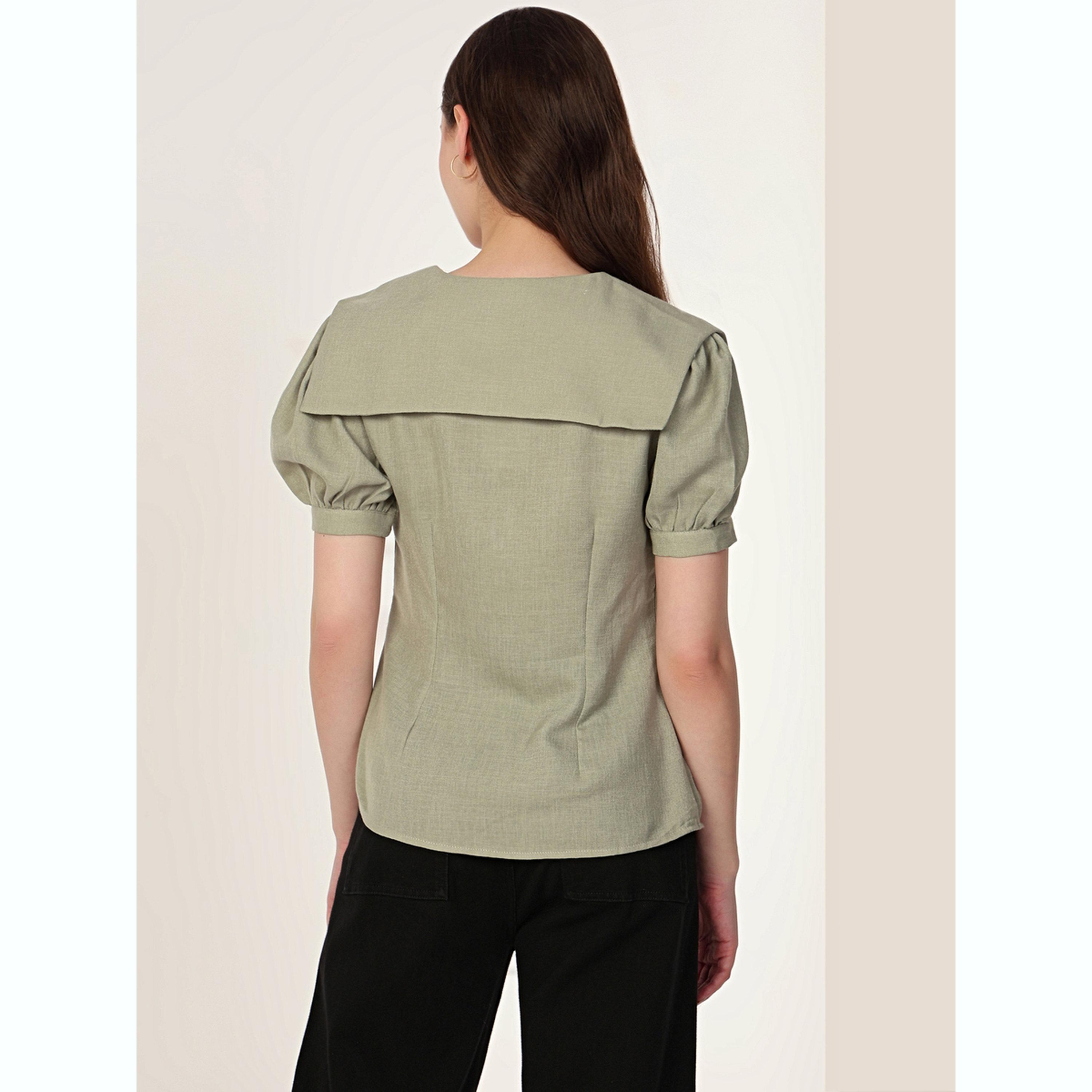 بلوزة بأكمام منفوخة وياقة بيتر بان-women-clothing-shirtsandblouses-shirts-image-5