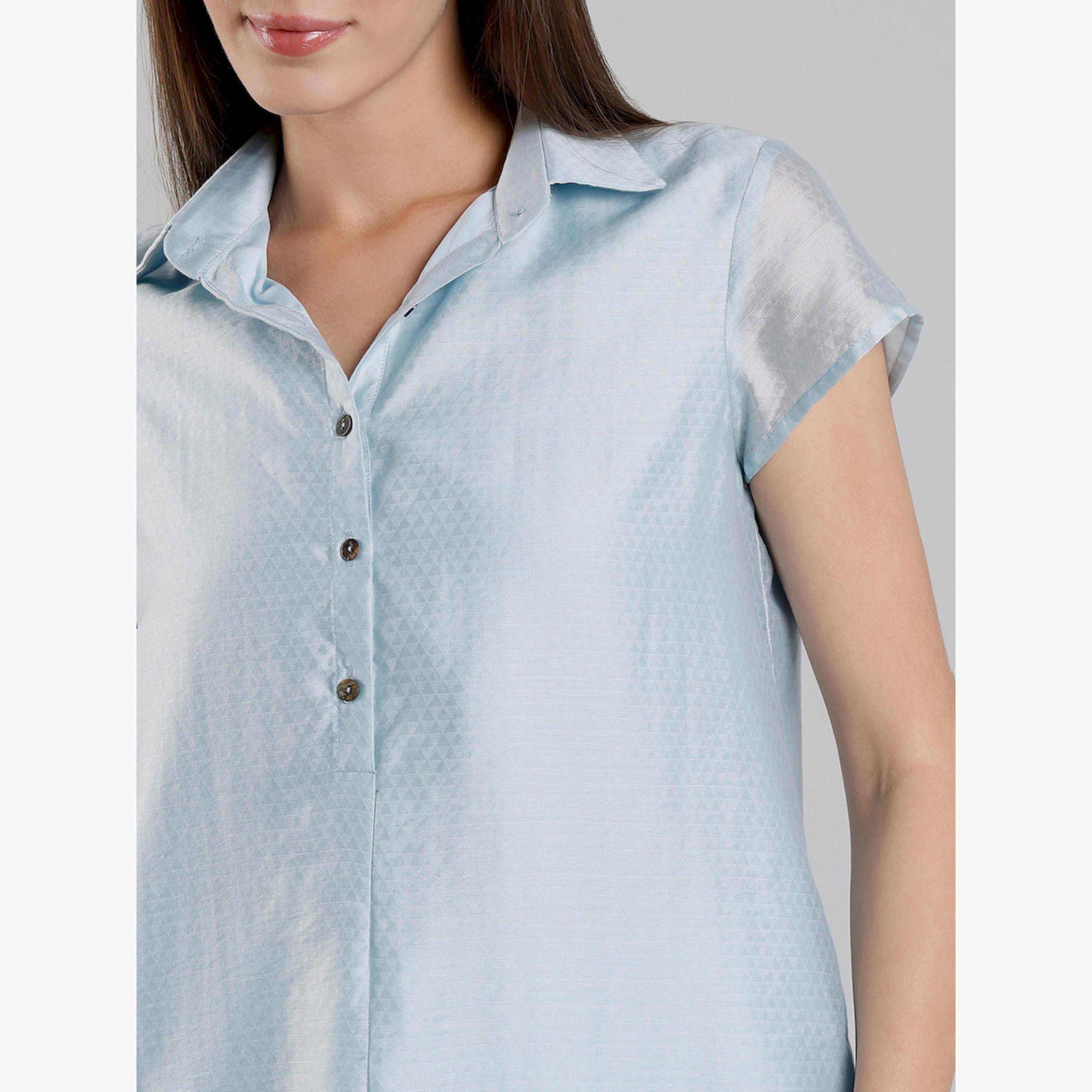 Mish X Styli Blue Short Sleeve Button-Down Top-women-clothing-shirtsandblouses-blouses-image-6