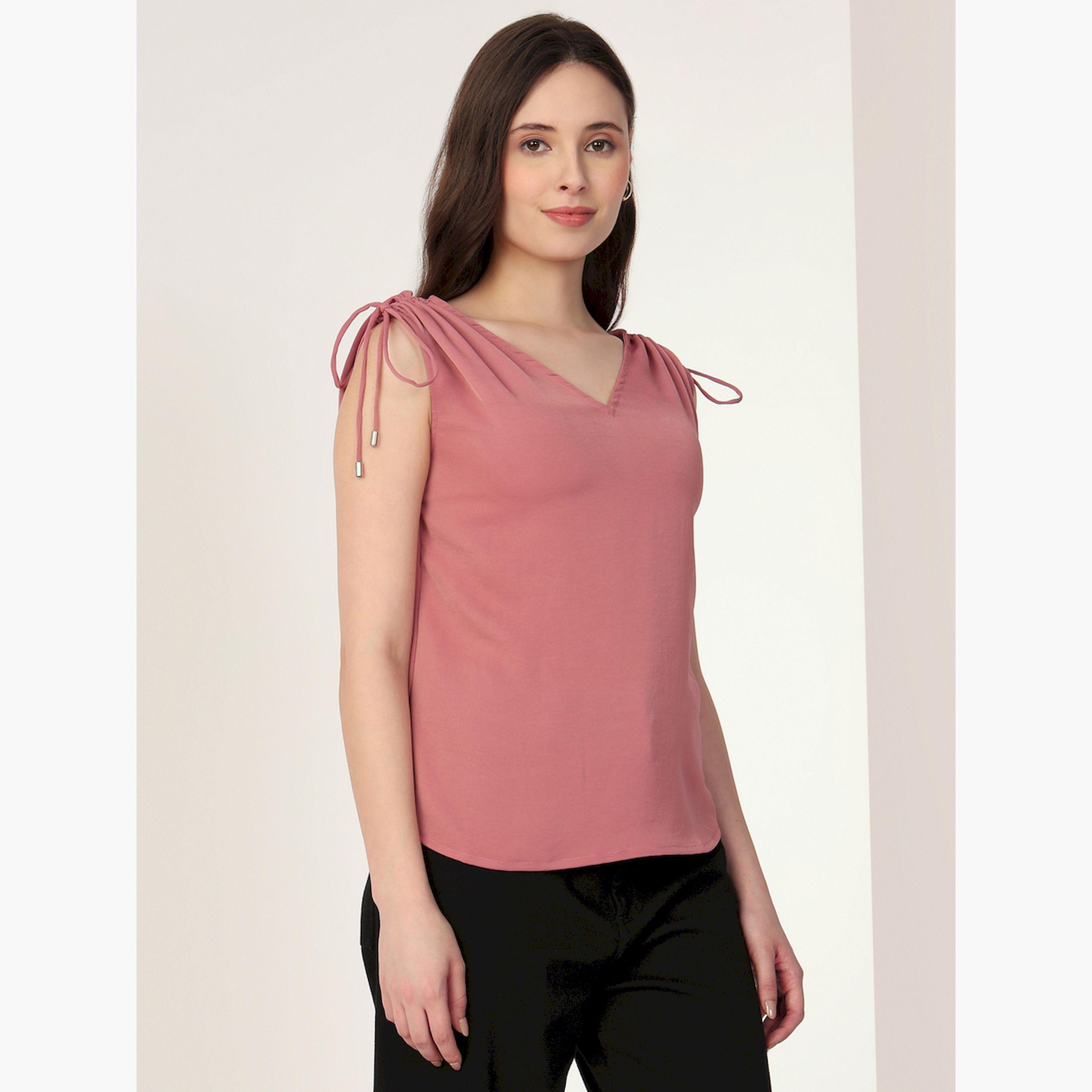 بلوزة وردية بلا أكمام بتفاصيل أربطة-women-clothing-shirtsandblouses-blouses-image-1