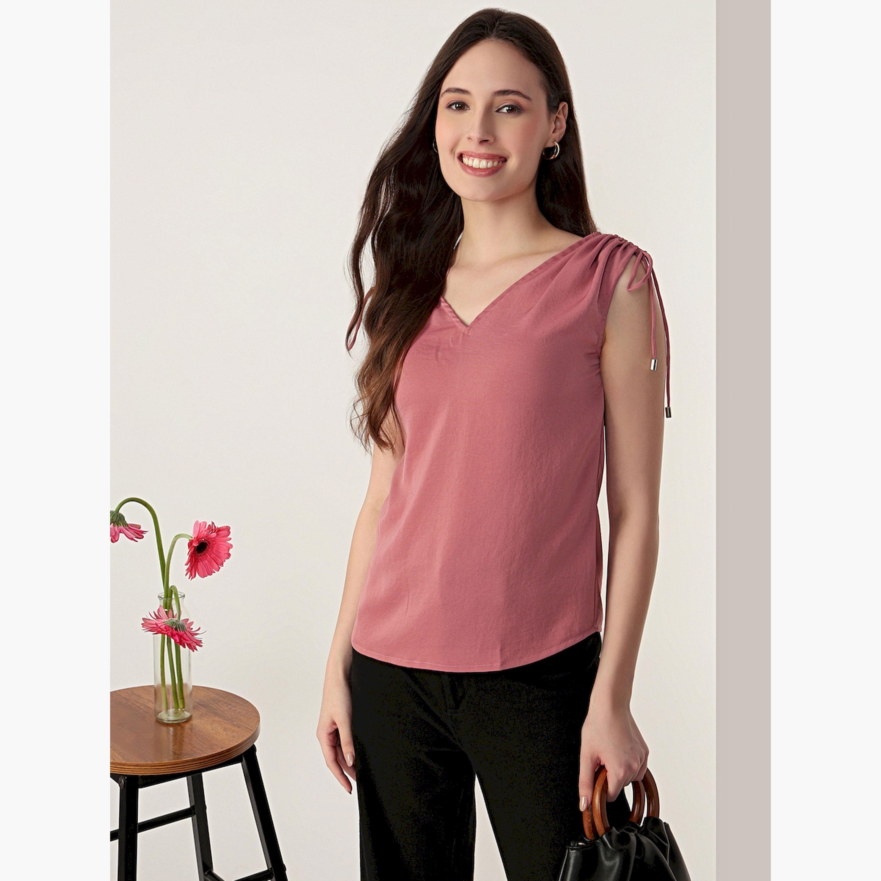 بلوزة وردية بلا أكمام بتفاصيل أربطة-women-clothing-shirtsandblouses-blouses-image-3
