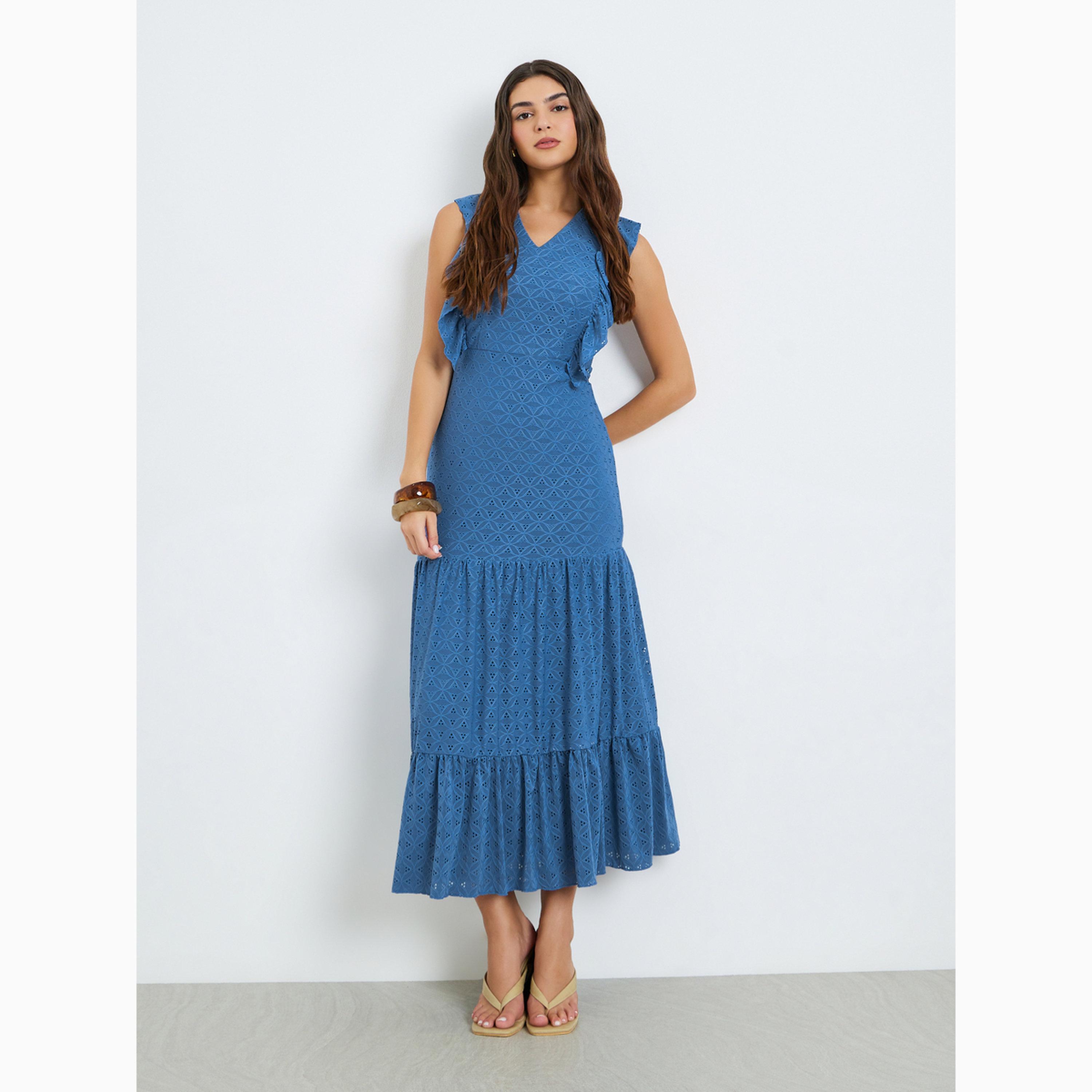 فستان طويل متعدد الطبقات وتفاصيل كشكش-women-clothing-dresses-image-1