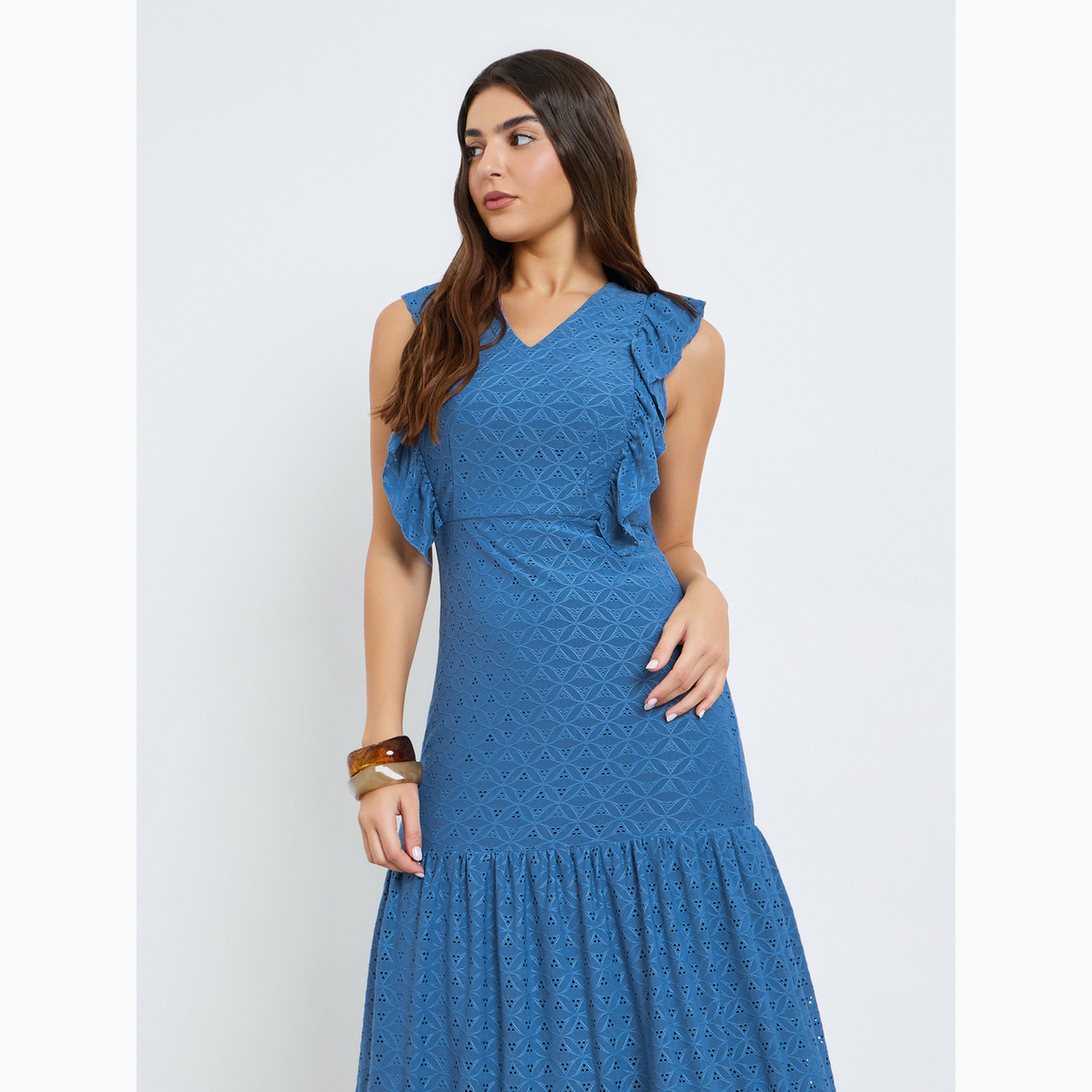 فستان طويل متعدد الطبقات وتفاصيل كشكش-women-clothing-dresses-image-3