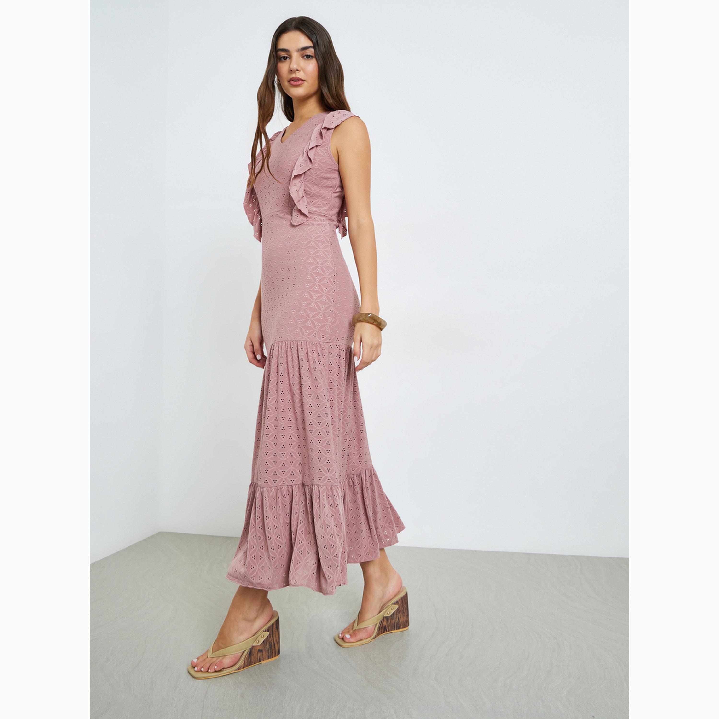 فستان طويل متعدد الطبقات وتفاصيل كشكش-women-clothing-dresses-image-2