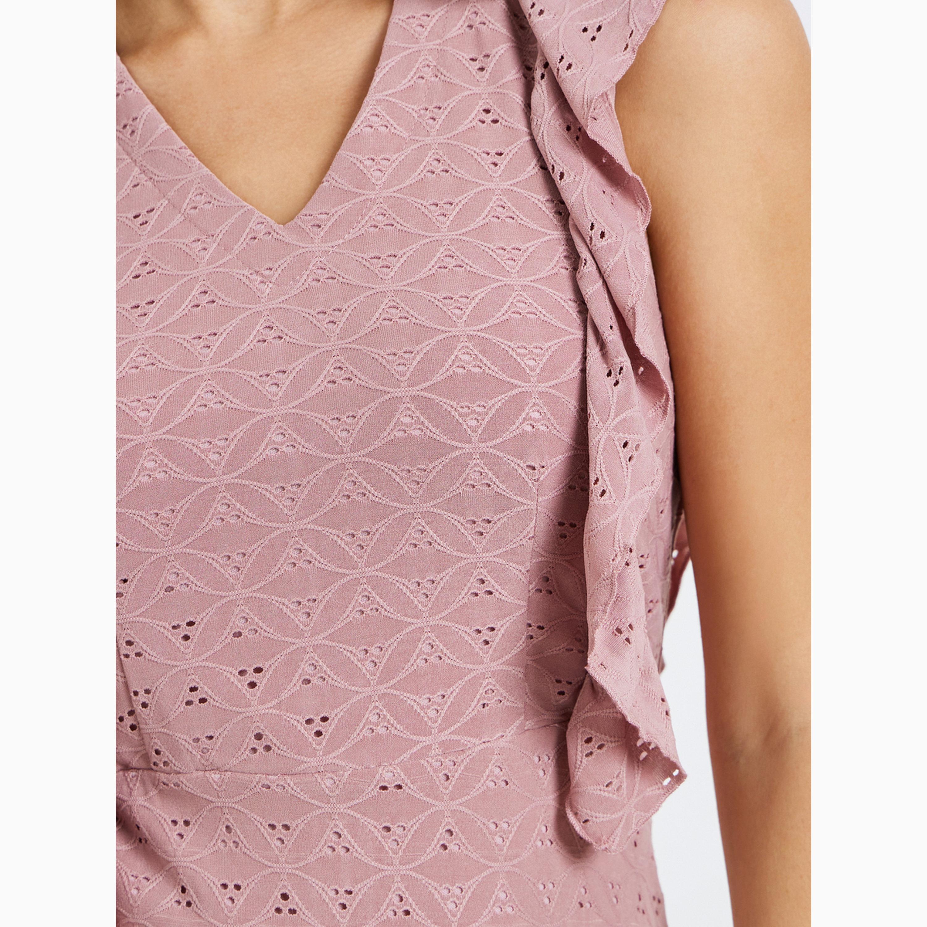 Styli Pink Ruffle Detail Eyelet Tiered Maxi Dress-women-clothing-dresses-image-5
