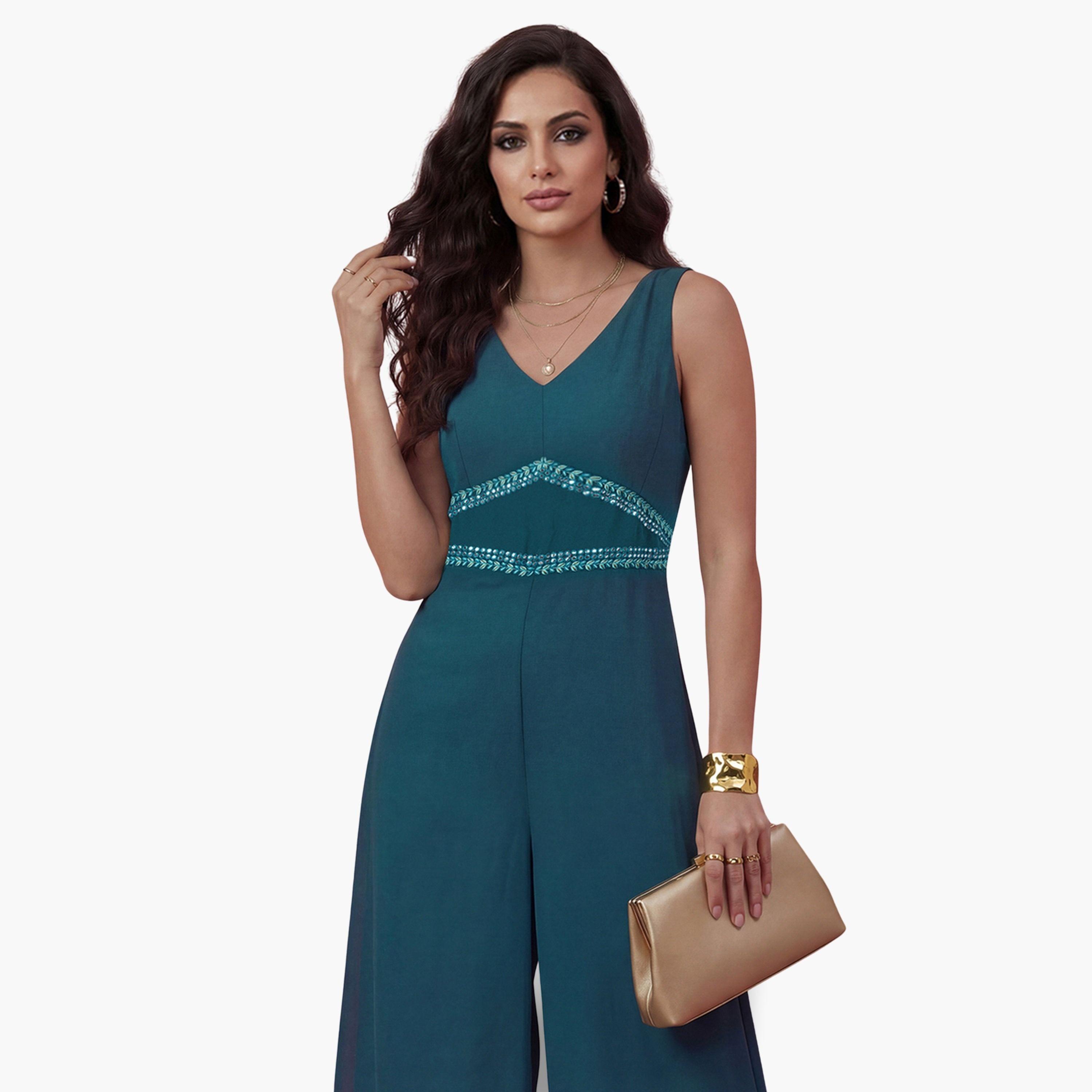 جمبسوت احتفالي جورجيت بتفاصيل مطرزة-women-clothing-jumpsuits-image-4